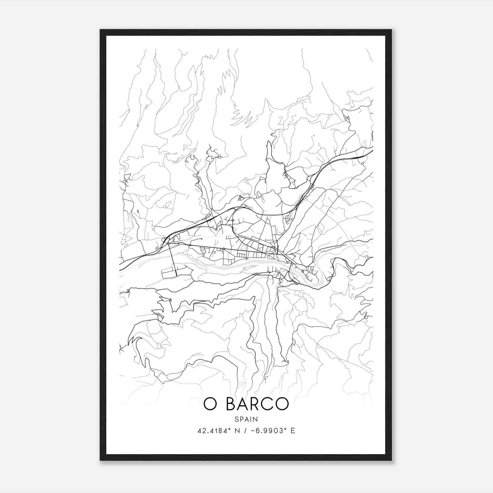 El Barco de Valdeorras Spain Map Poster, Modern Home Decor Wall Art Print