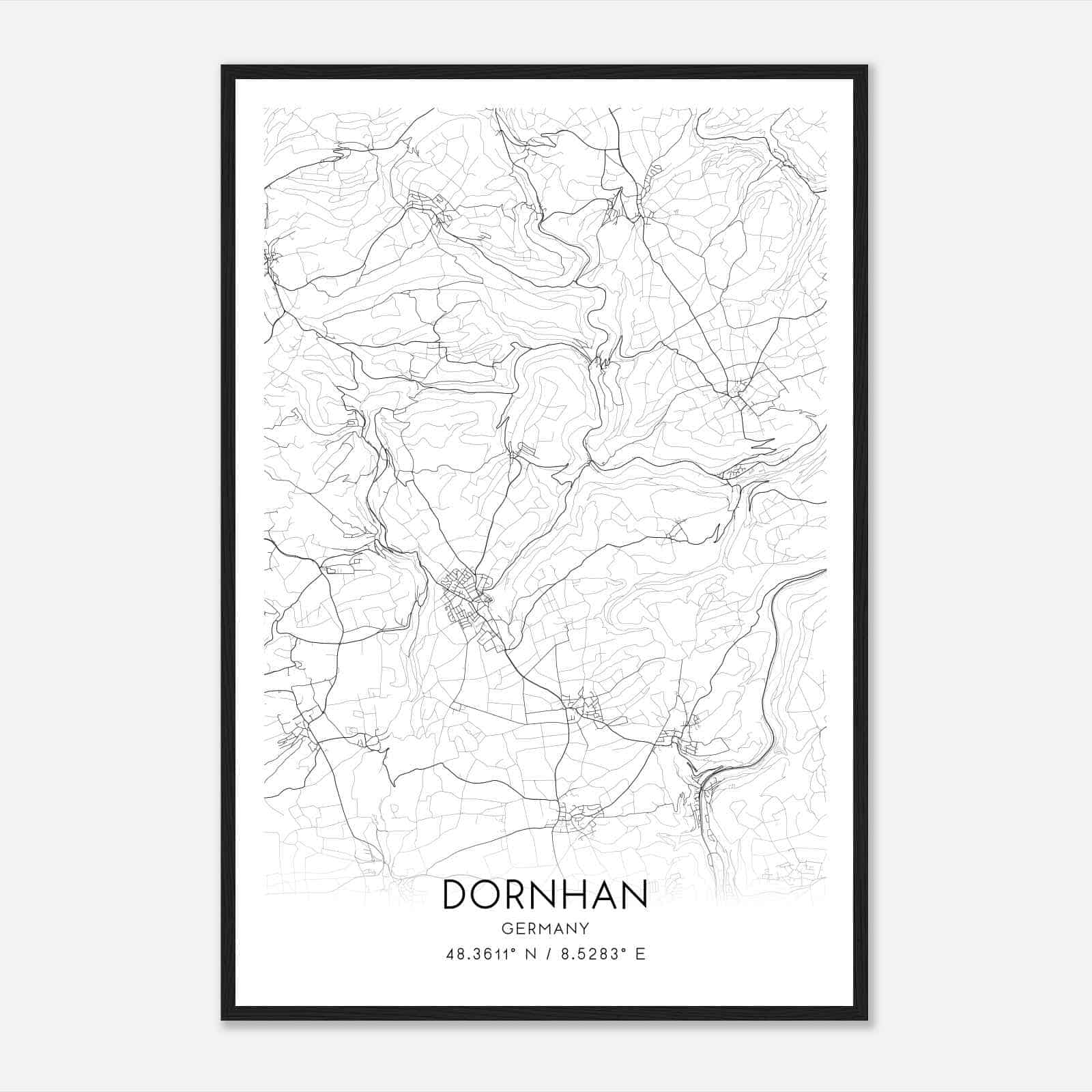 Dornhan Germany Map Poster, Modern Home Decor Wall Art Print