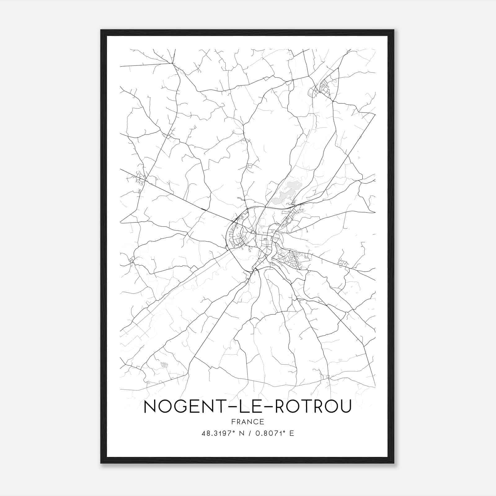 Nogent-le-Rotrou France Map Poster, Modern Home Decor Wall Art Print