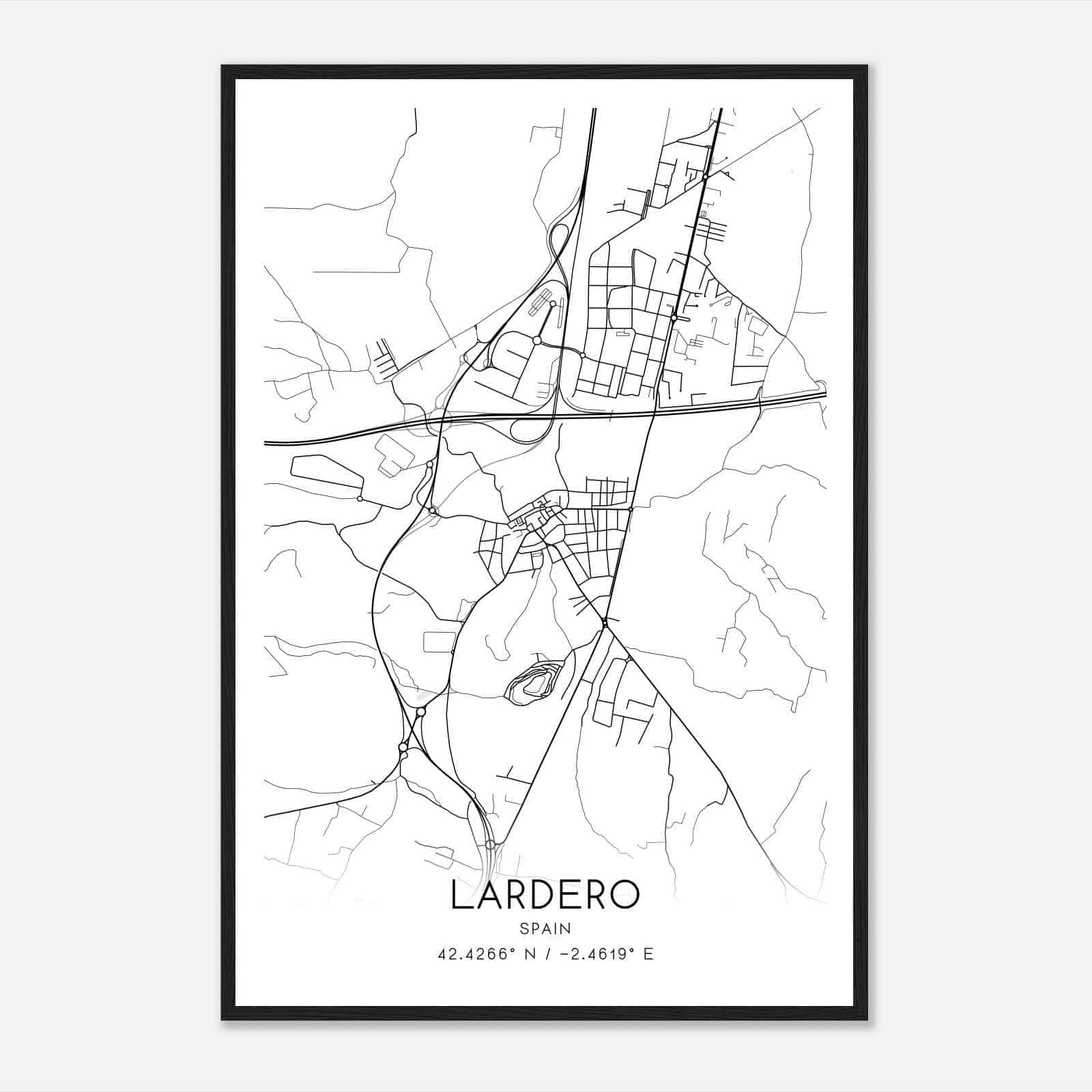 Lardero Spain Map Poster, Modern Home Decor Wall Art Print