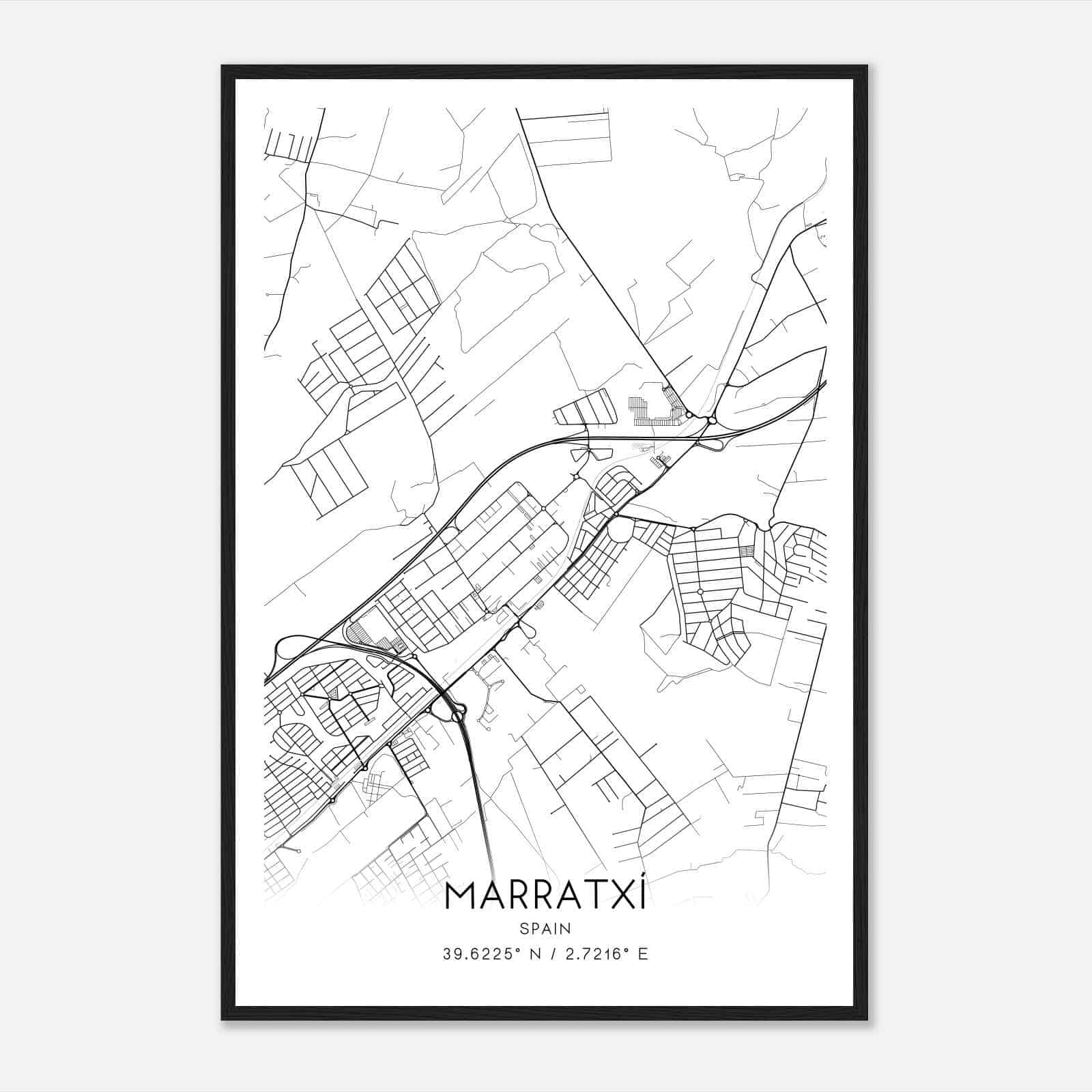 Marratxi Spain Map Poster, Modern Home Decor Wall Art Print