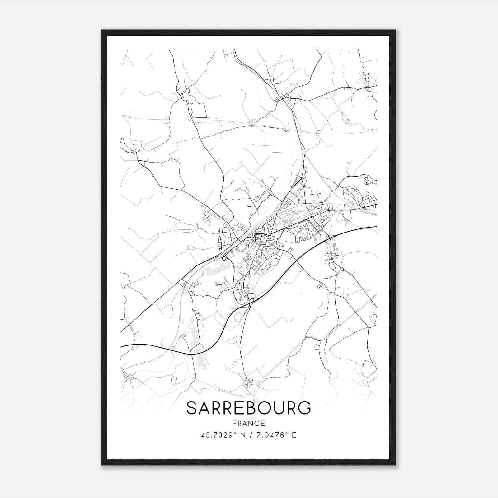 Sarrebourg France Map Poster, Modern Home Decor Wall Art Print