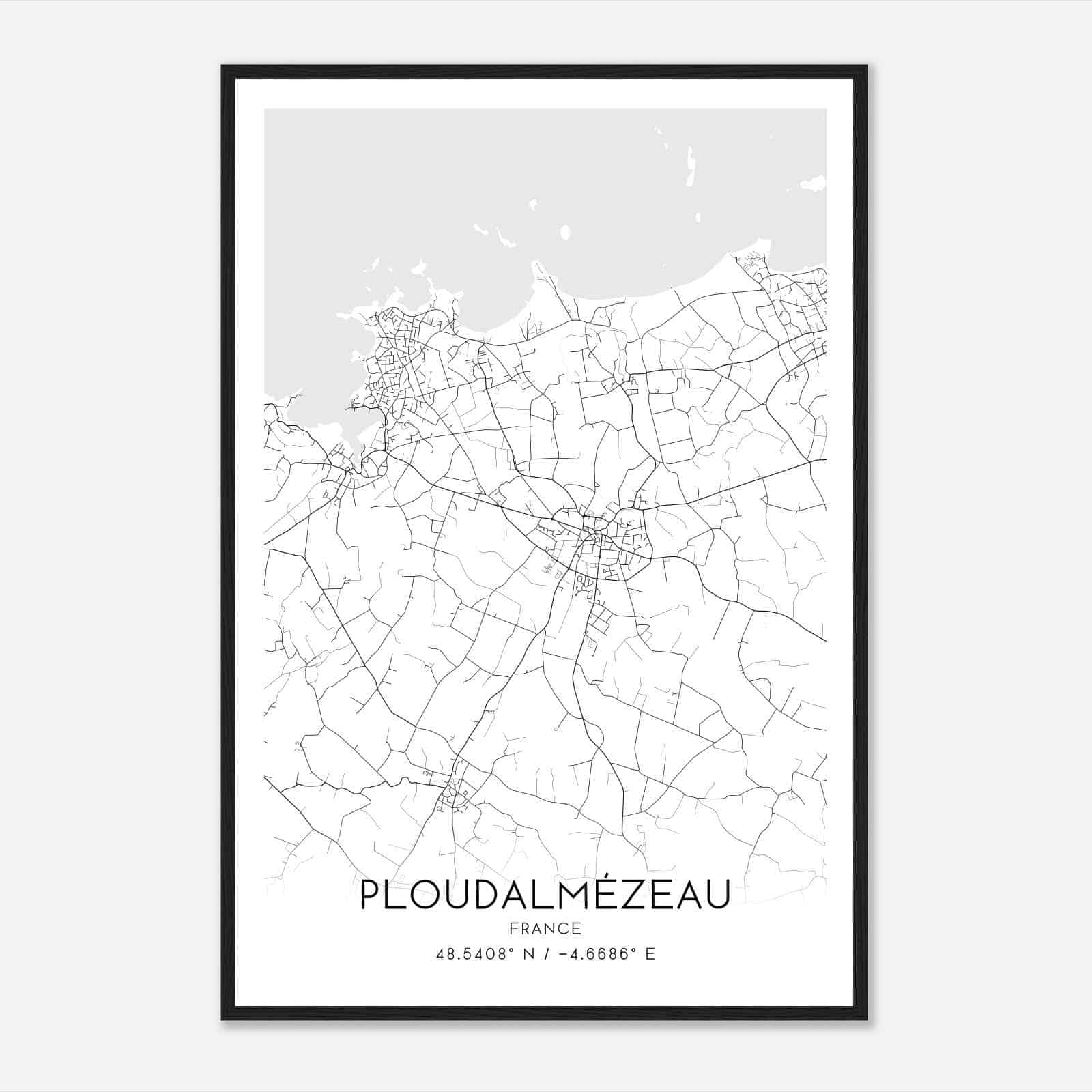 Ploudalmezeau France Map Poster, Modern Home Decor Wall Art Print