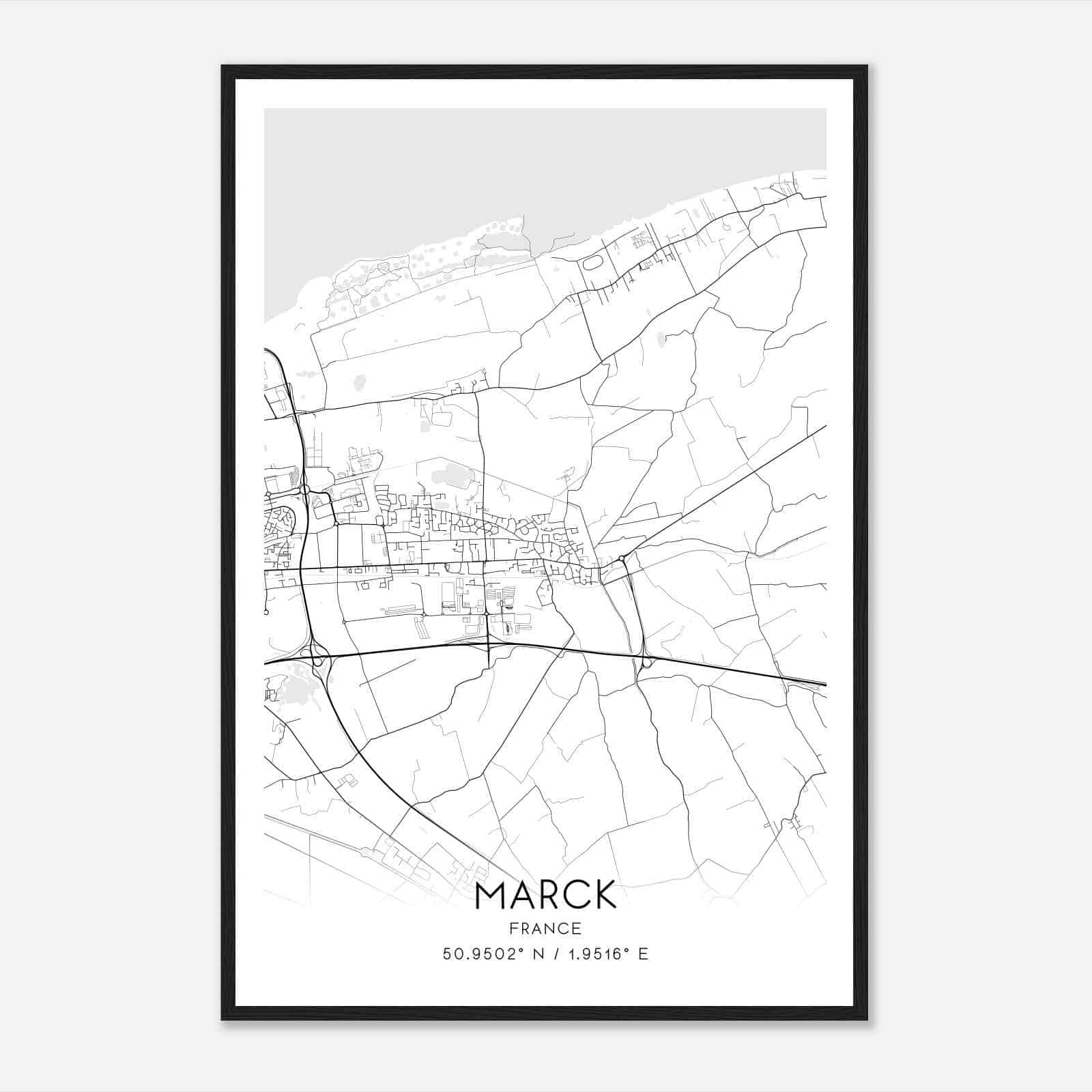 Marck France Map Poster, Modern Home Decor Wall Art Print