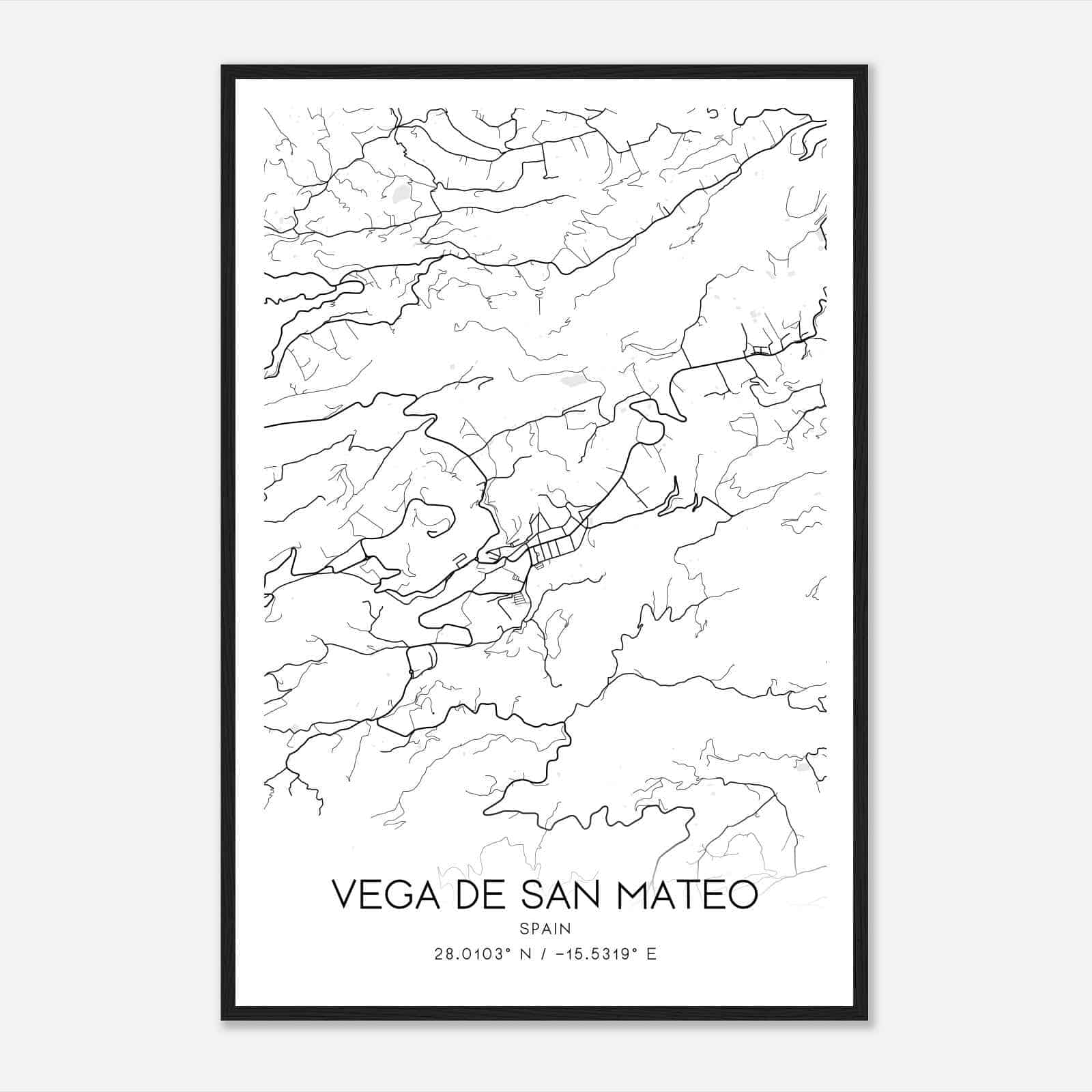 Vega de San Mateo Spain Map Poster, Modern Home Decor Wall Art Print