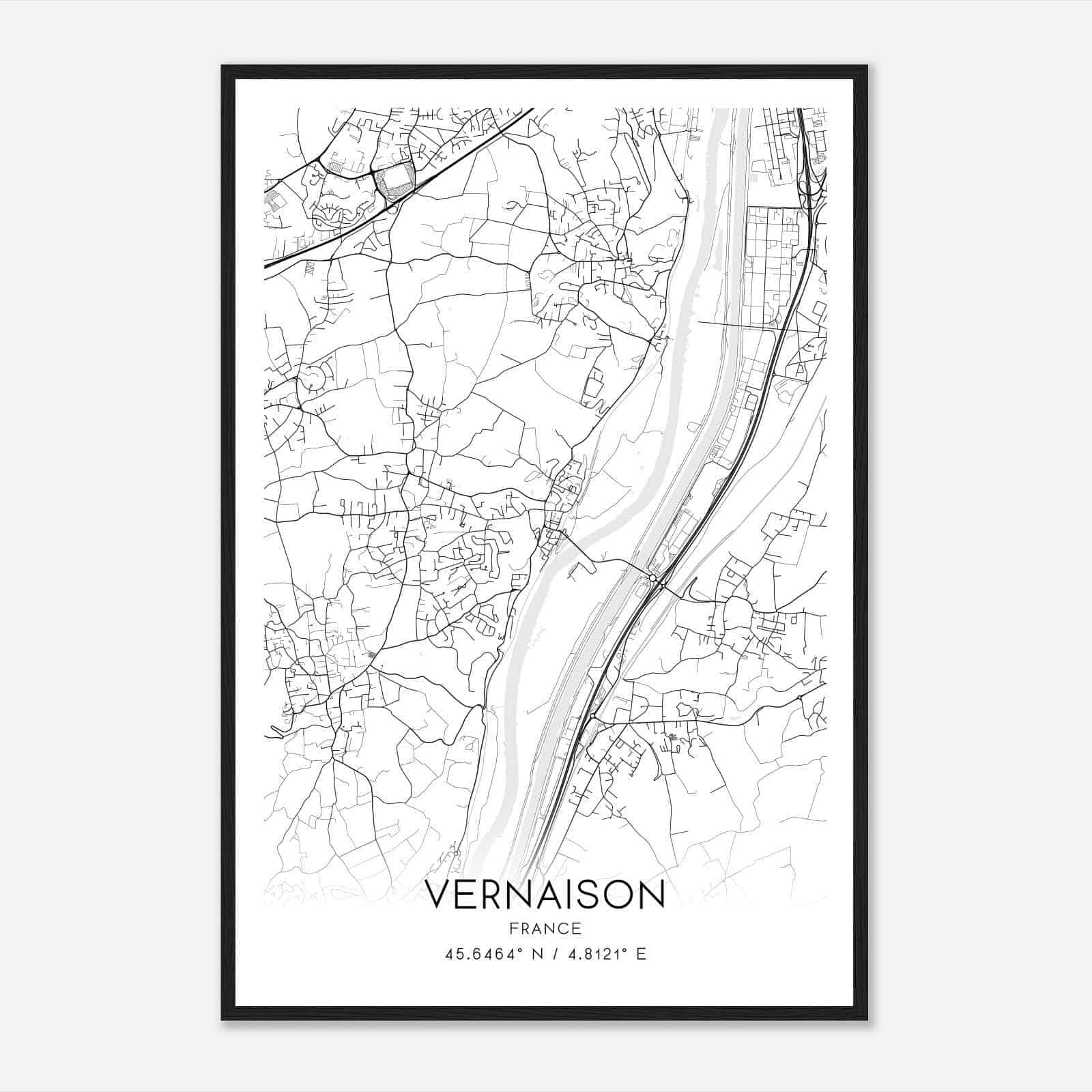 Vernaison France Map Poster, Modern Home Decor Wall Art Print