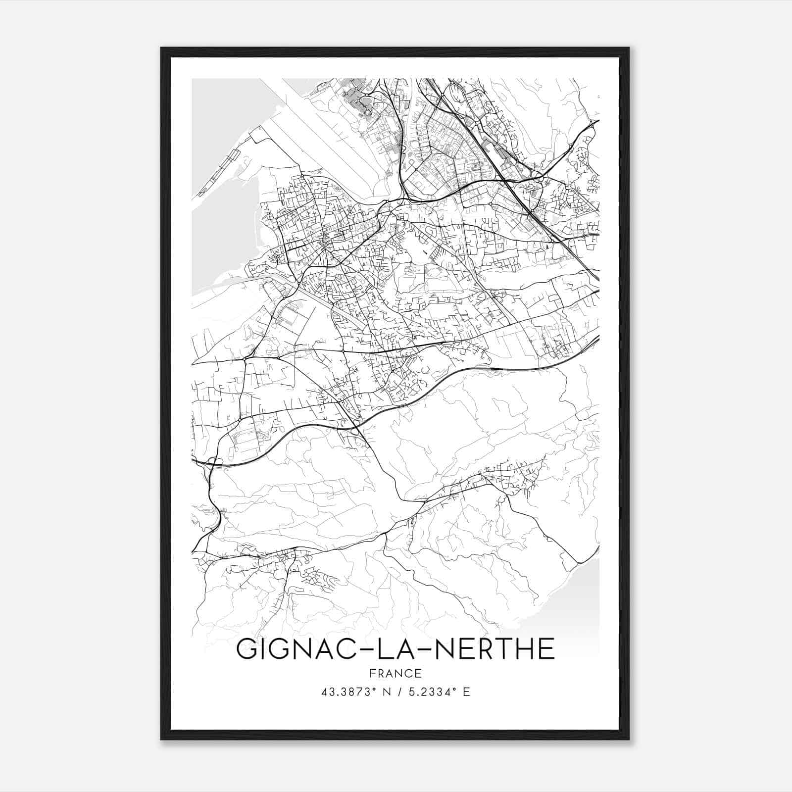 Gignac-la-Nerthe France Map Poster, Modern Home Decor Wall Art Print