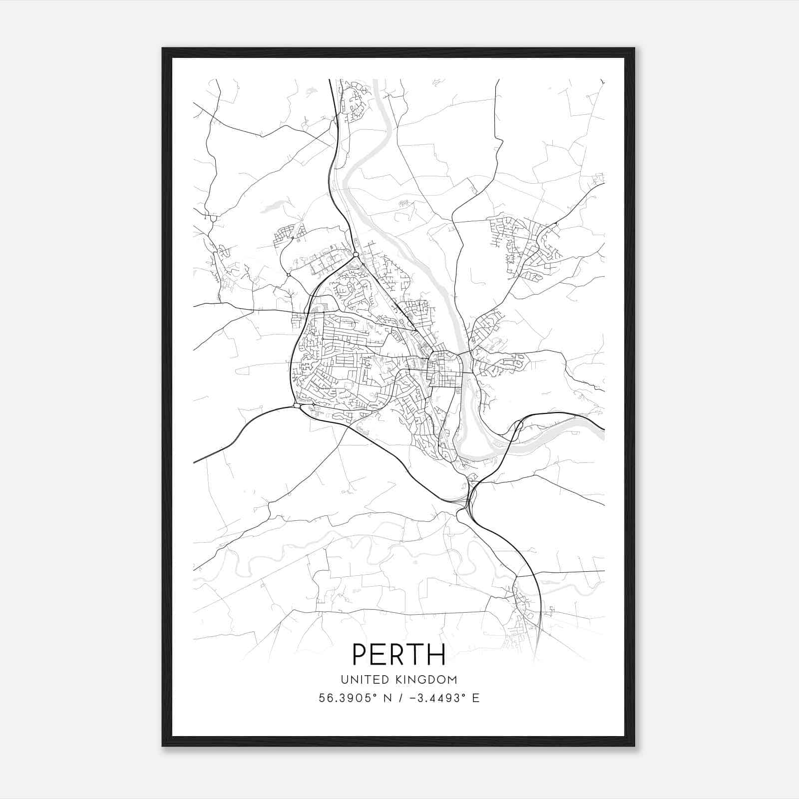 Perth United Kingdom Map Poster, Modern Home Decor Wall Art Print
