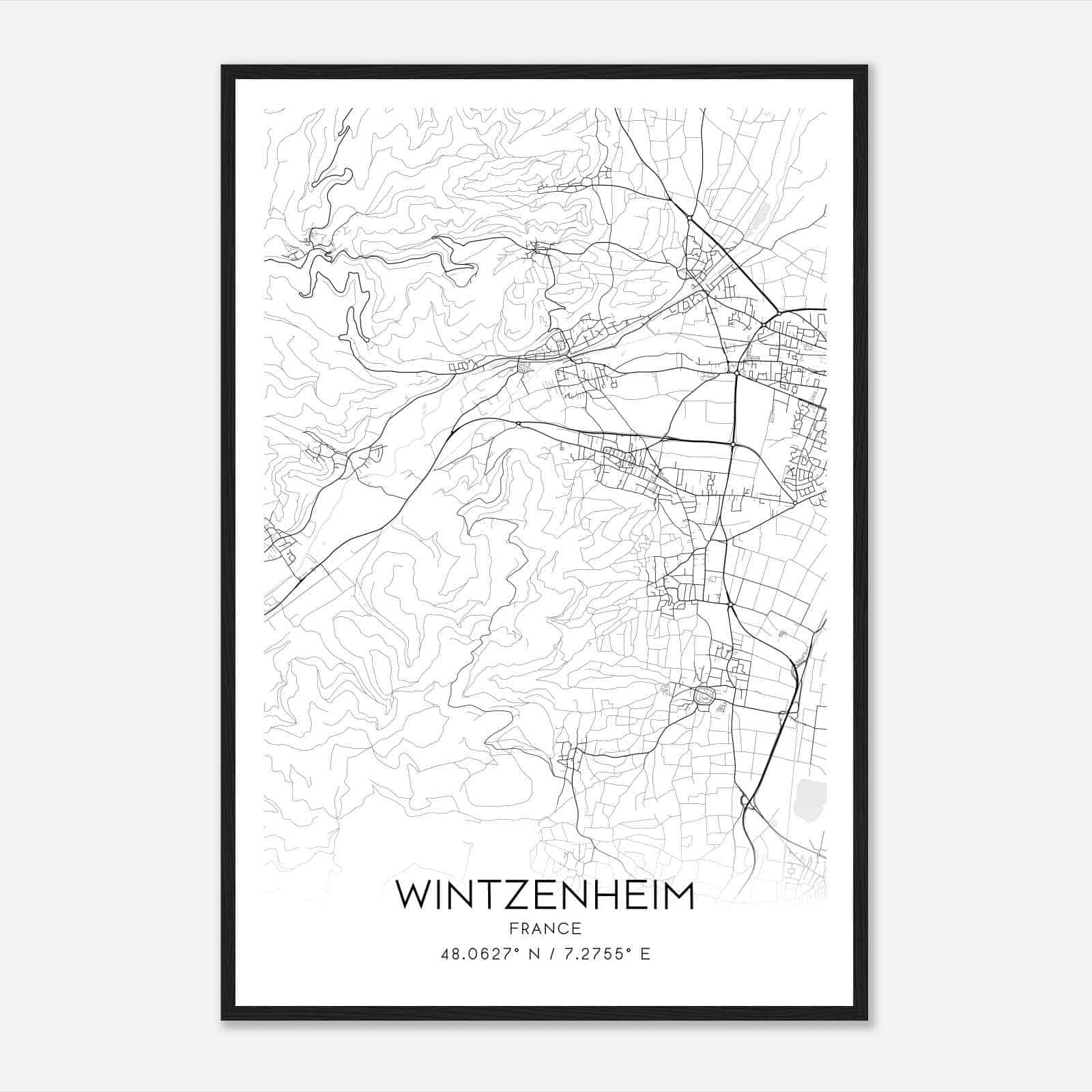 Wintzenheim France Map Poster, Modern Home Decor Wall Art Print