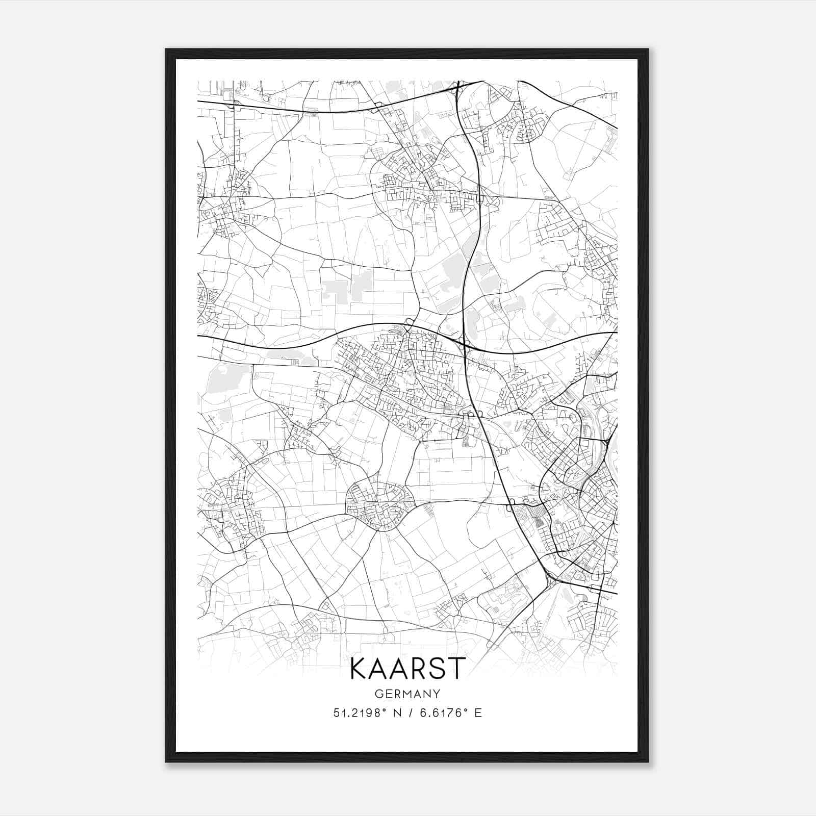 Kaarst Germany Map Poster, Modern Home Decor Wall Art Print