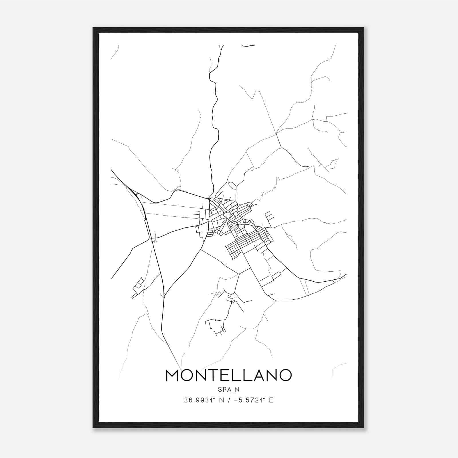 Montellano Spain Map Poster, Modern Home Decor Wall Art Print