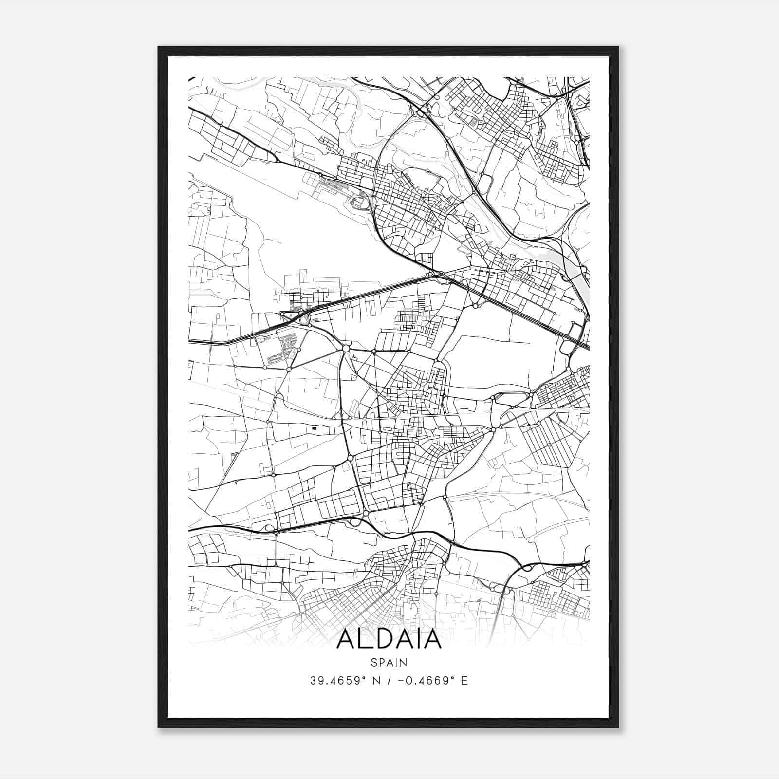 Aldaya Spain Map Poster, Modern Home Decor Wall Art Print