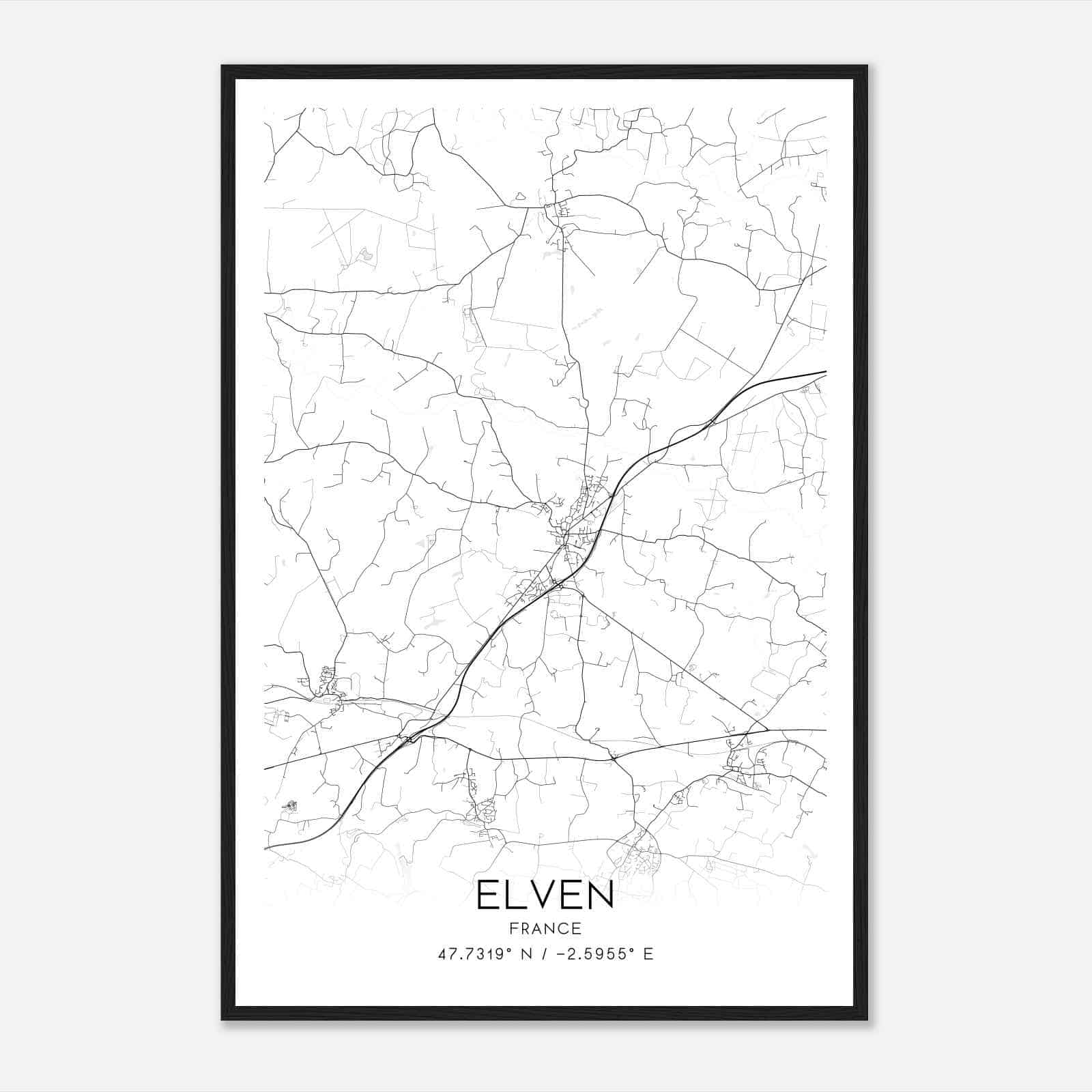 Elven France Map Poster, Modern Home Decor Wall Art Print