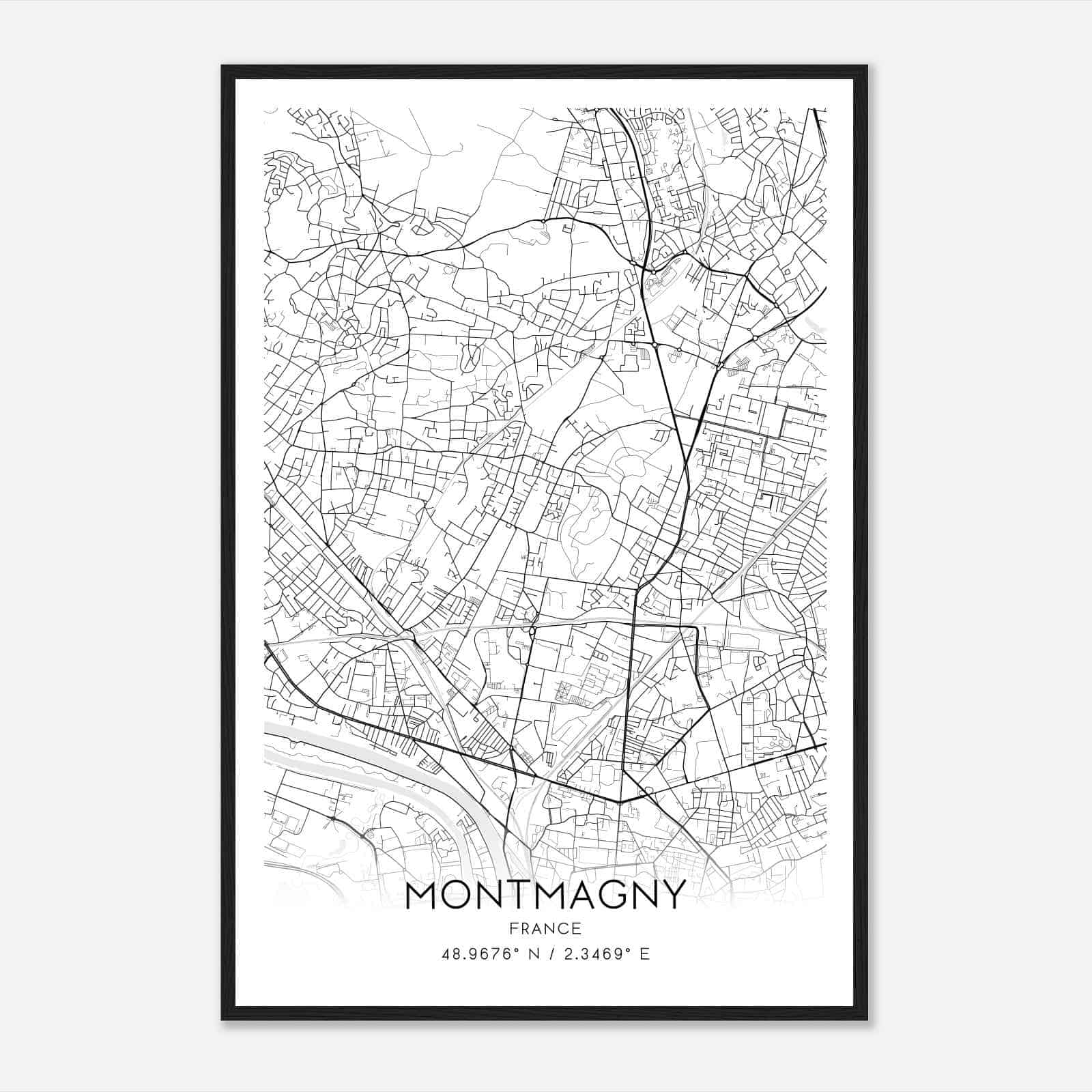 Montmagny France Map Poster, Modern Home Decor Wall Art Print