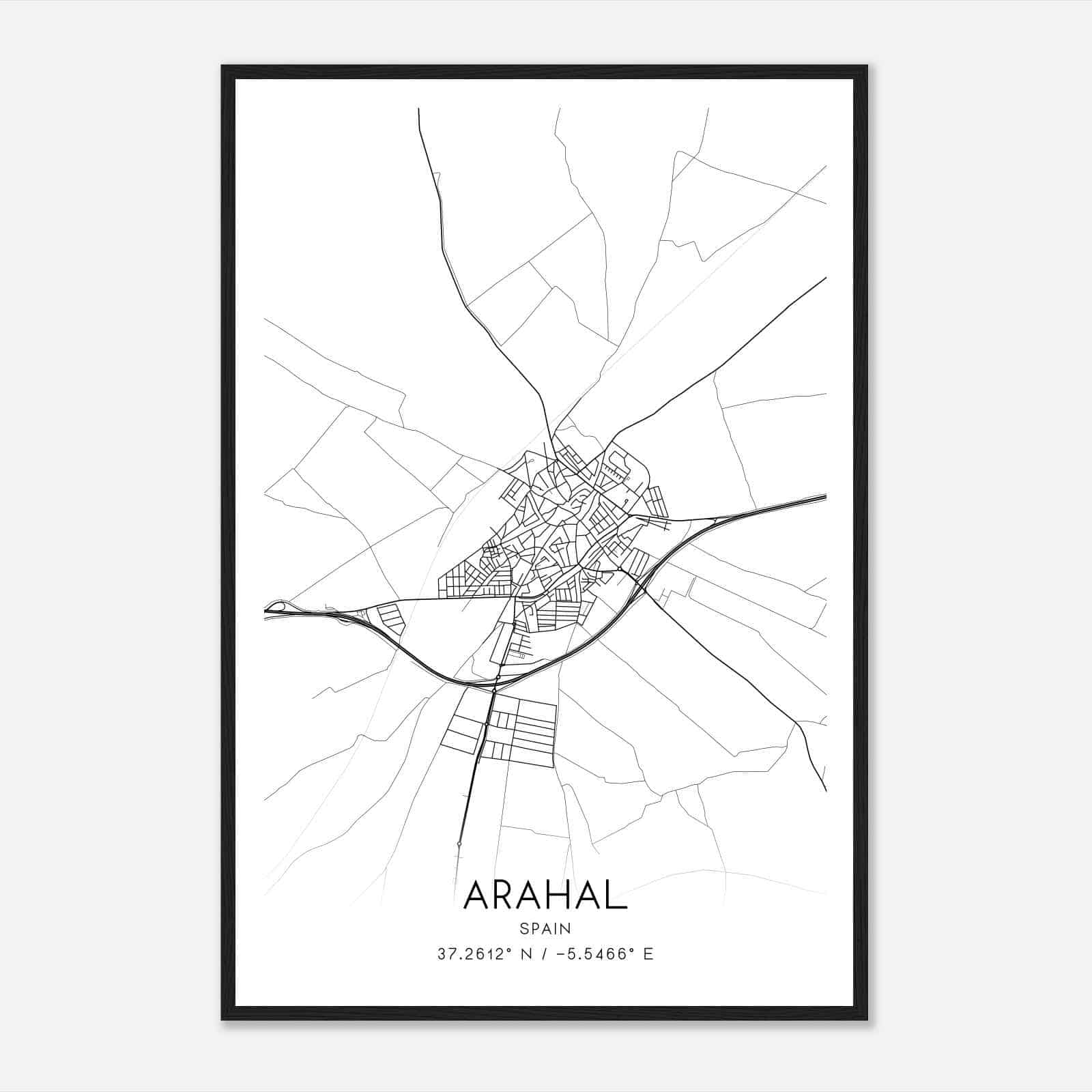 El Arahal Spain Map Poster, Modern Home Decor Wall Art Print