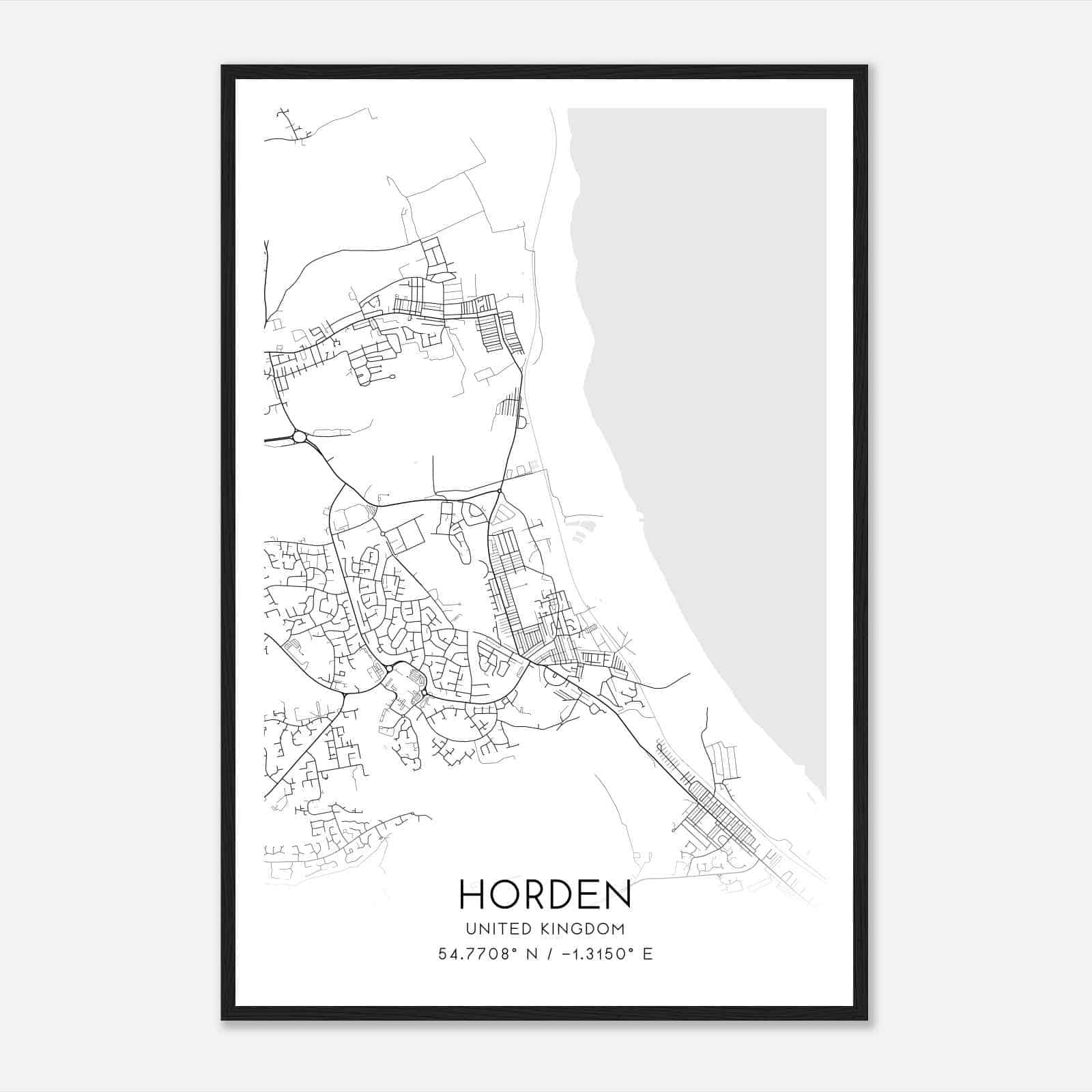 Horden United Kingdom Map Poster, Modern Home Decor Wall Art Print