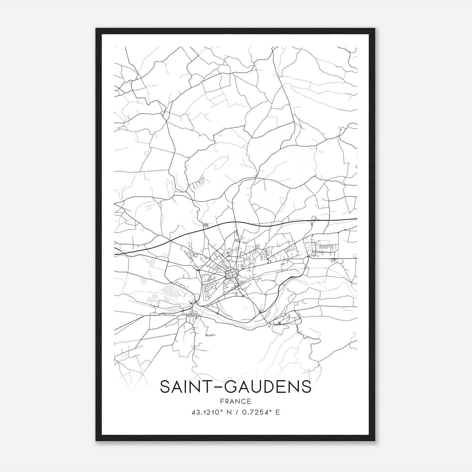 Saint-Gaudens France Map Poster, Modern Home Decor Wall Art Print
