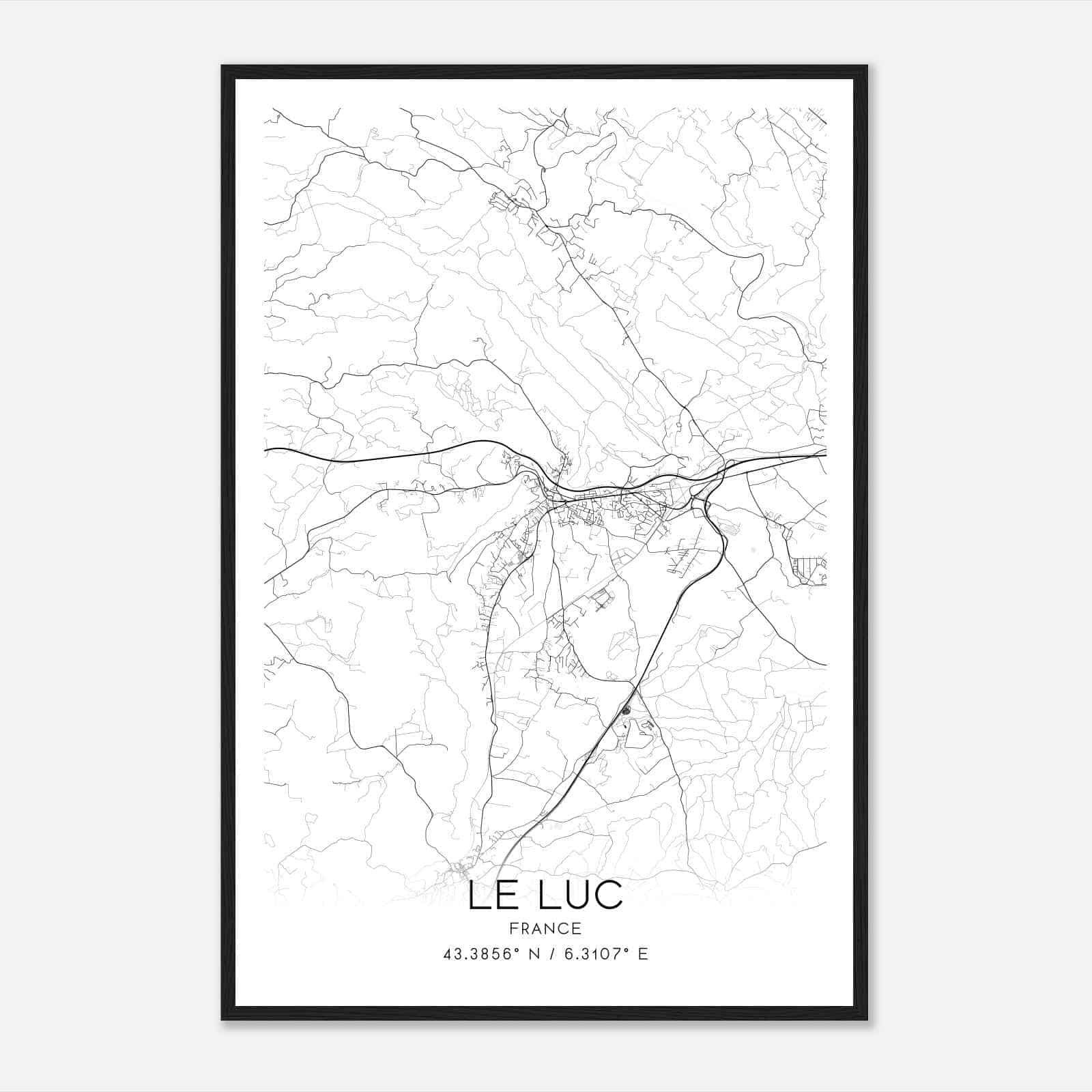 Le Luc France Map Poster, Modern Home Decor Wall Art Print