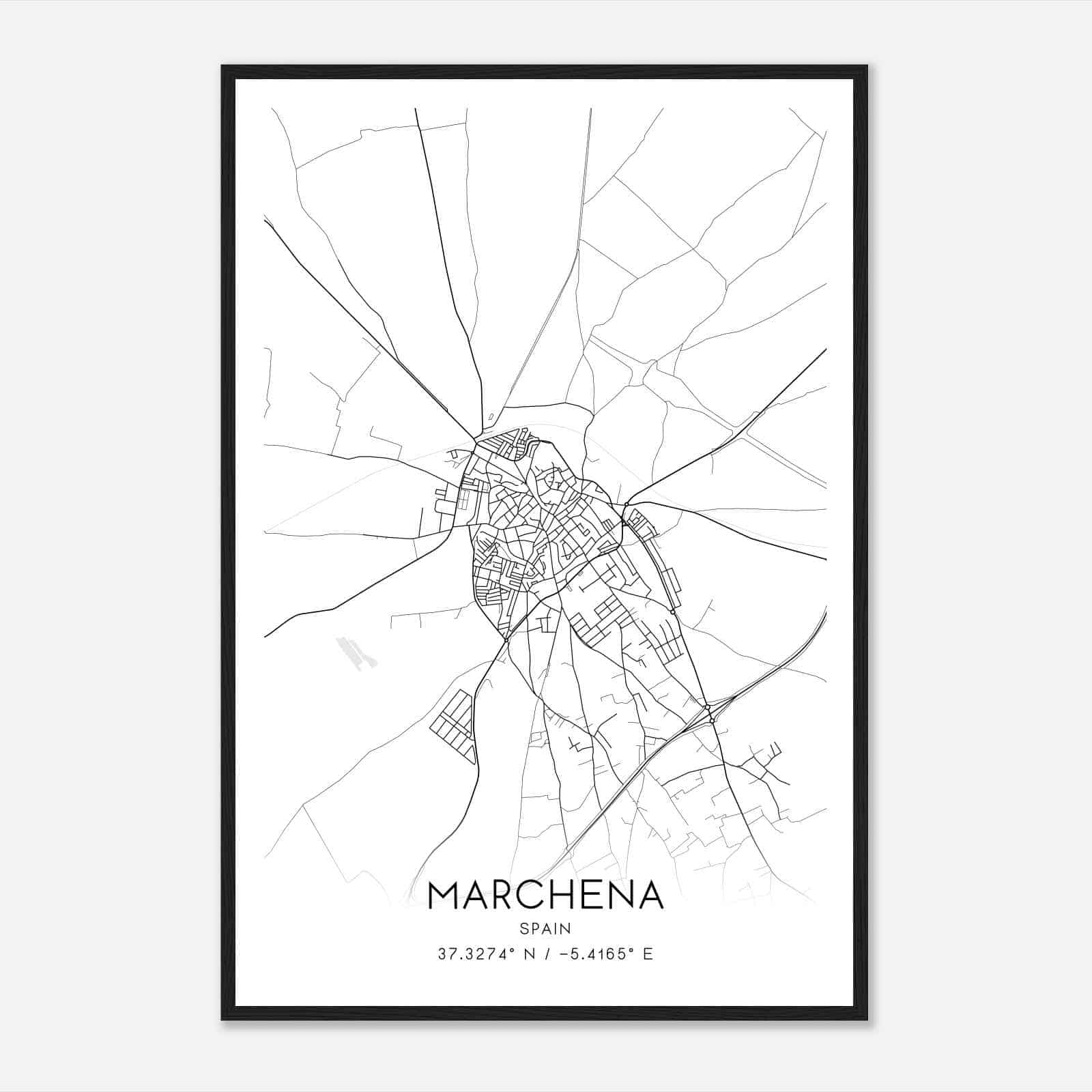 Marchena Spain Map Poster, Modern Home Decor Wall Art Print