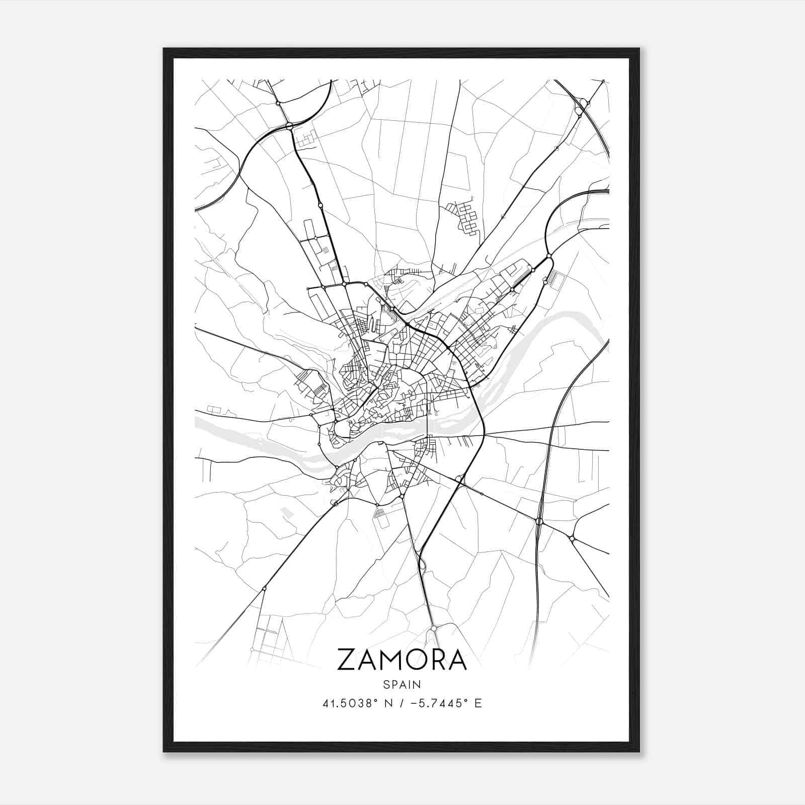 Zamora Spain Map Poster, Modern Home Decor Wall Art Print