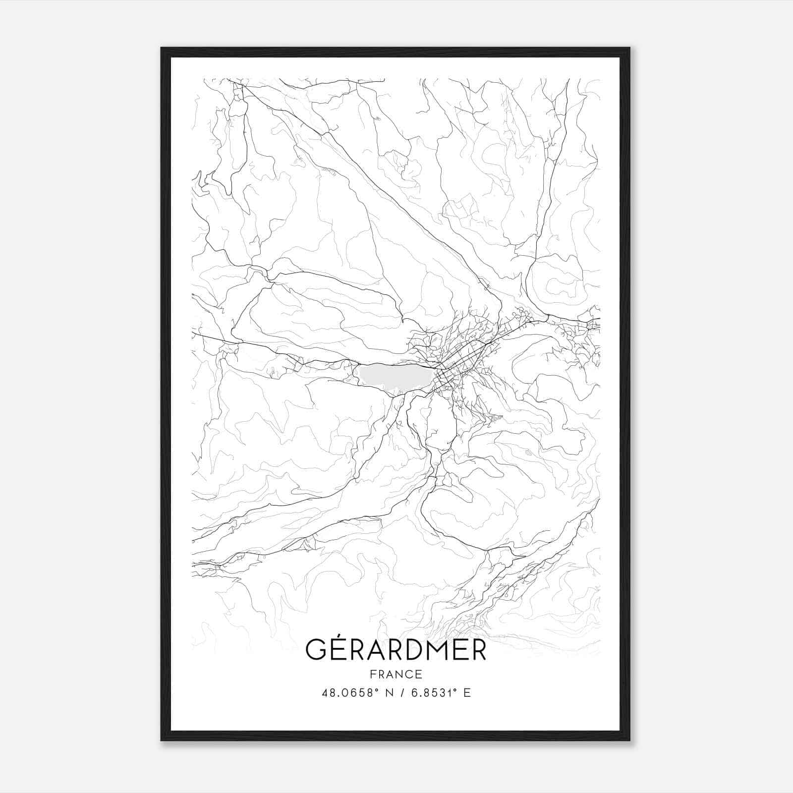 Gerardmer France Map Poster, Modern Home Decor Wall Art Print