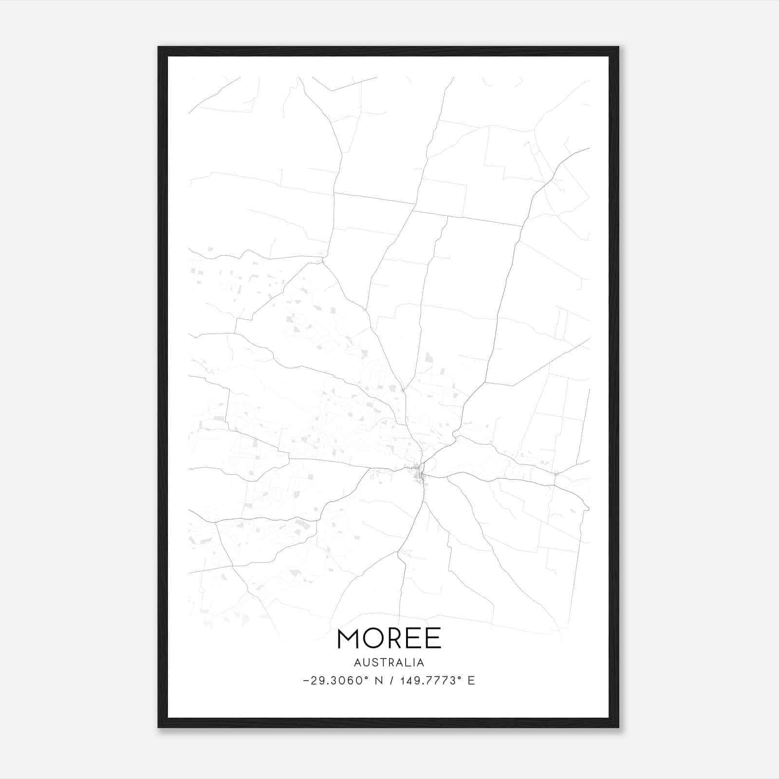 Moree Australia Map Poster, Modern Home Decor Wall Art Print