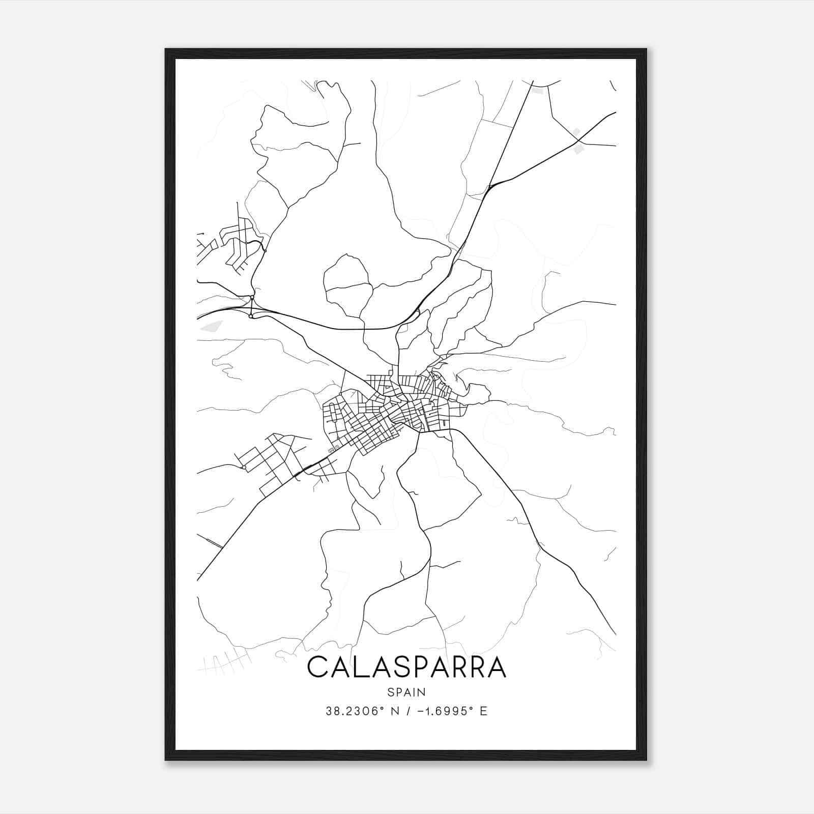 Calasparra Spain Map Poster, Modern Home Decor Wall Art Print