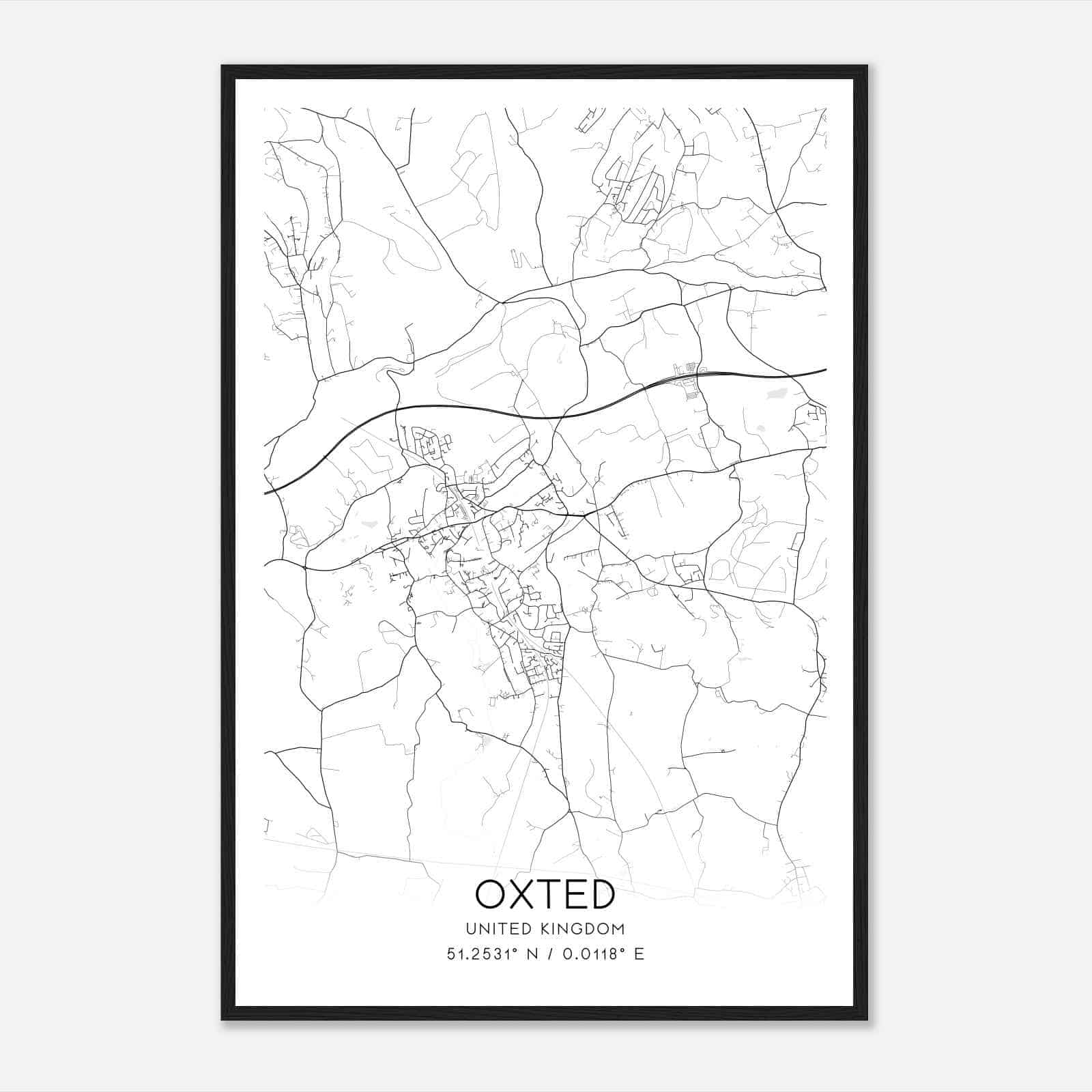 Oxted United Kingdom Map Poster, Modern Home Decor Wall Art Print Oxted United Kingdom Map Poster, Modern Home Decor Wall Art Print