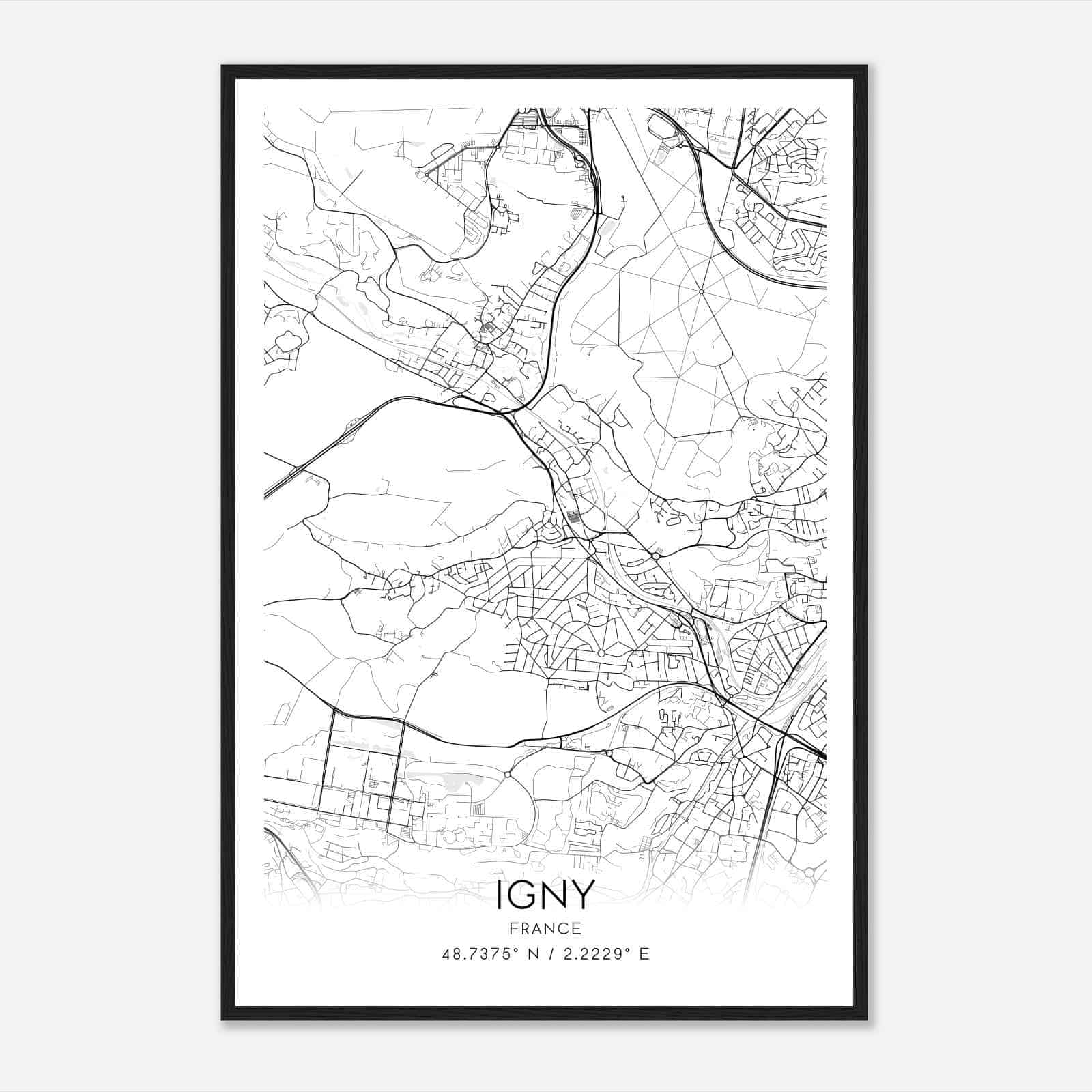 Igny France Map Poster, Modern Home Decor Wall Art Print