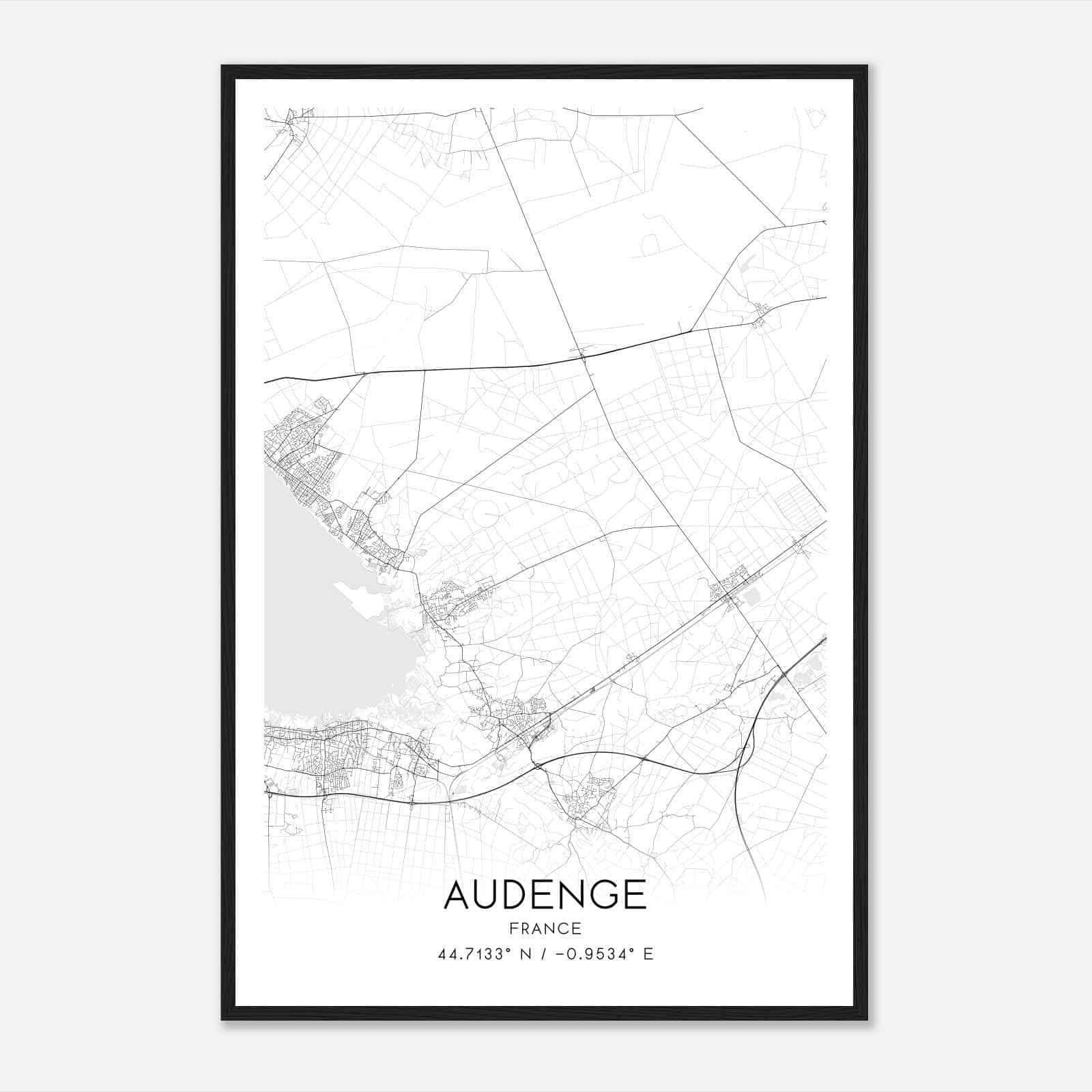 Audenge France Map Poster, Modern Home Decor Wall Art Print