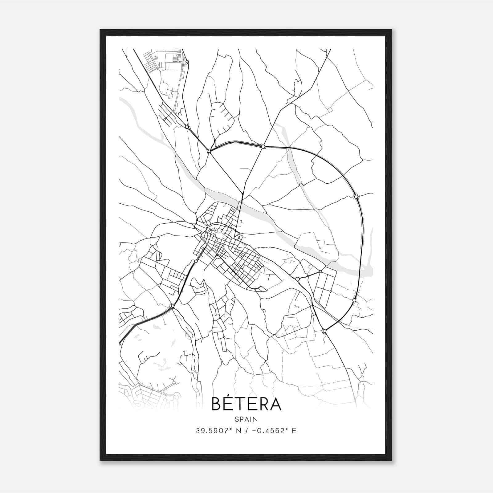 Betera Spain Map Poster, Modern Home Decor Wall Art Print