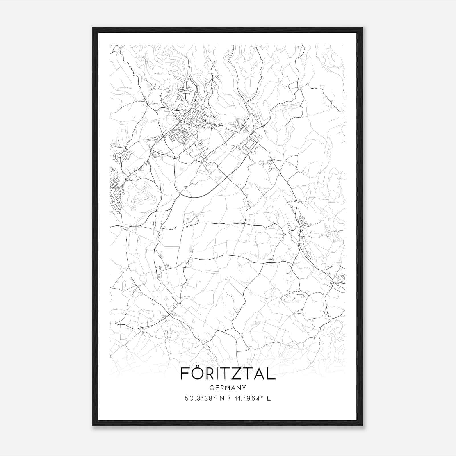 Foritz Germany Map Poster, Modern Home Decor Wall Art Print