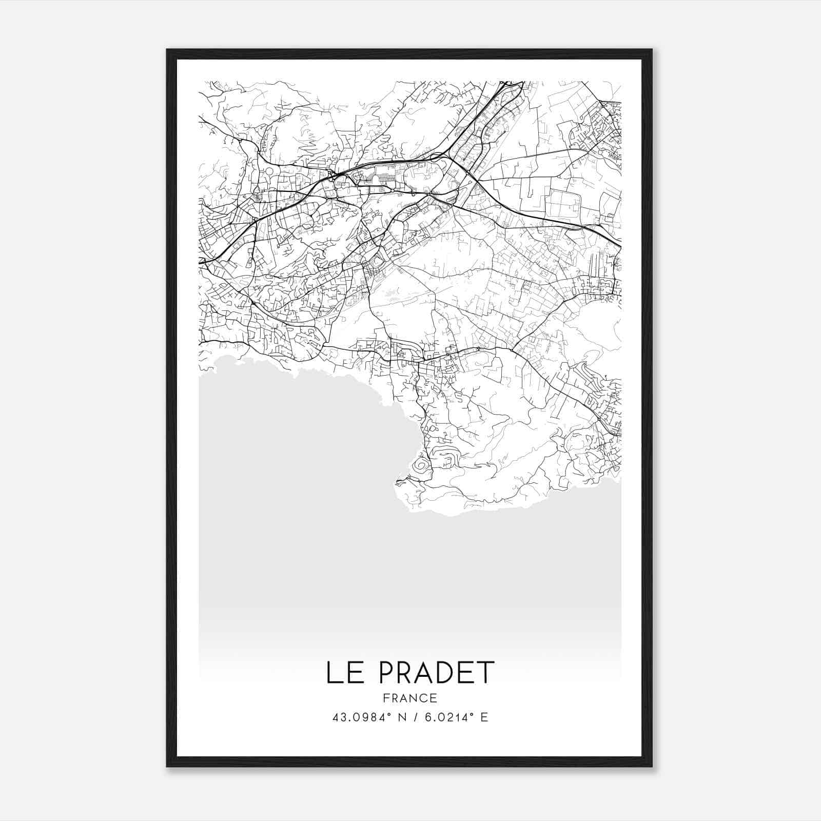 Le Pradet France Map Poster, Modern Home Decor Wall Art Print