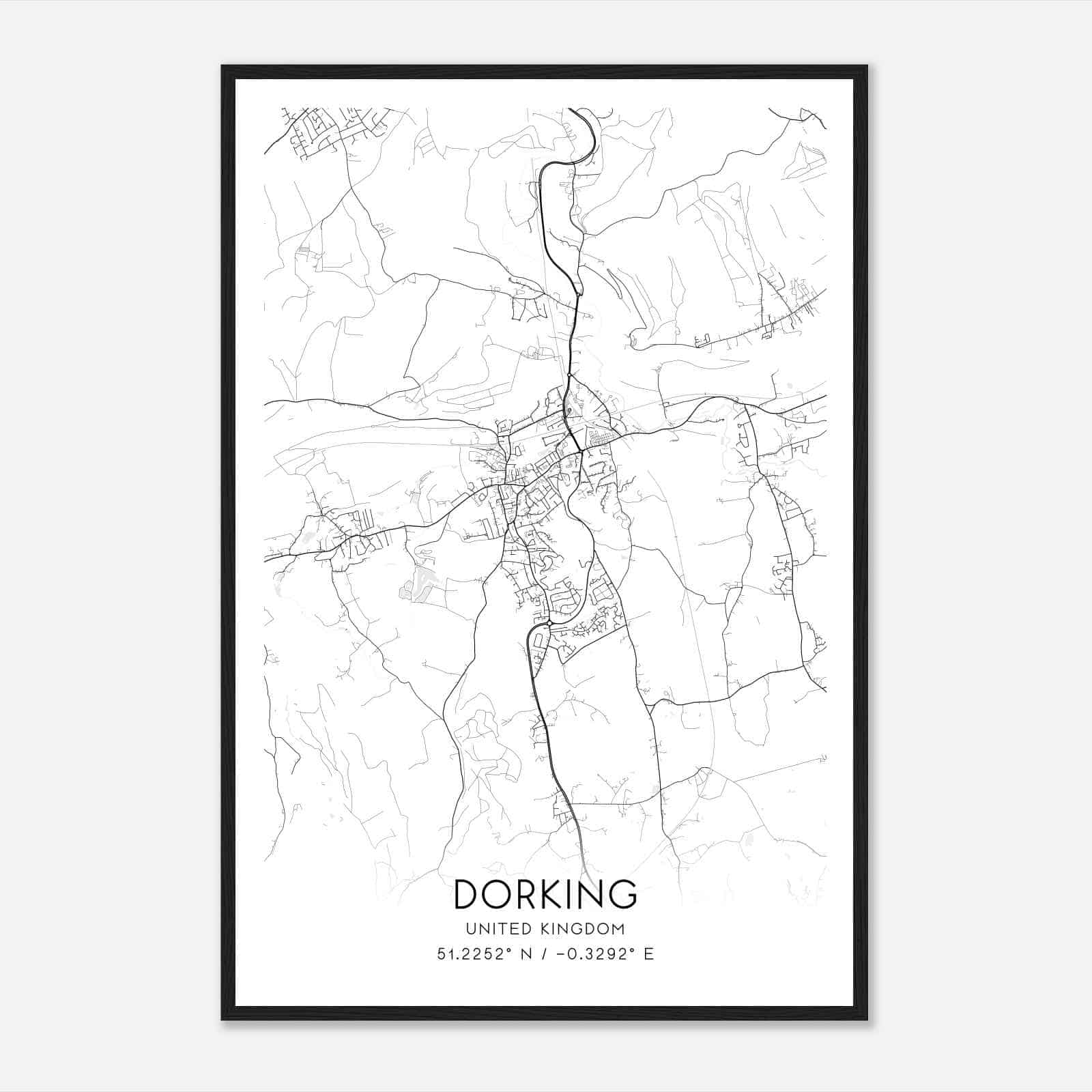 Dorking United Kingdom Map Poster, Modern Home Decor Wall Art Print Dorking United Kingdom Map Poster, Modern Home Decor Wall Art Print