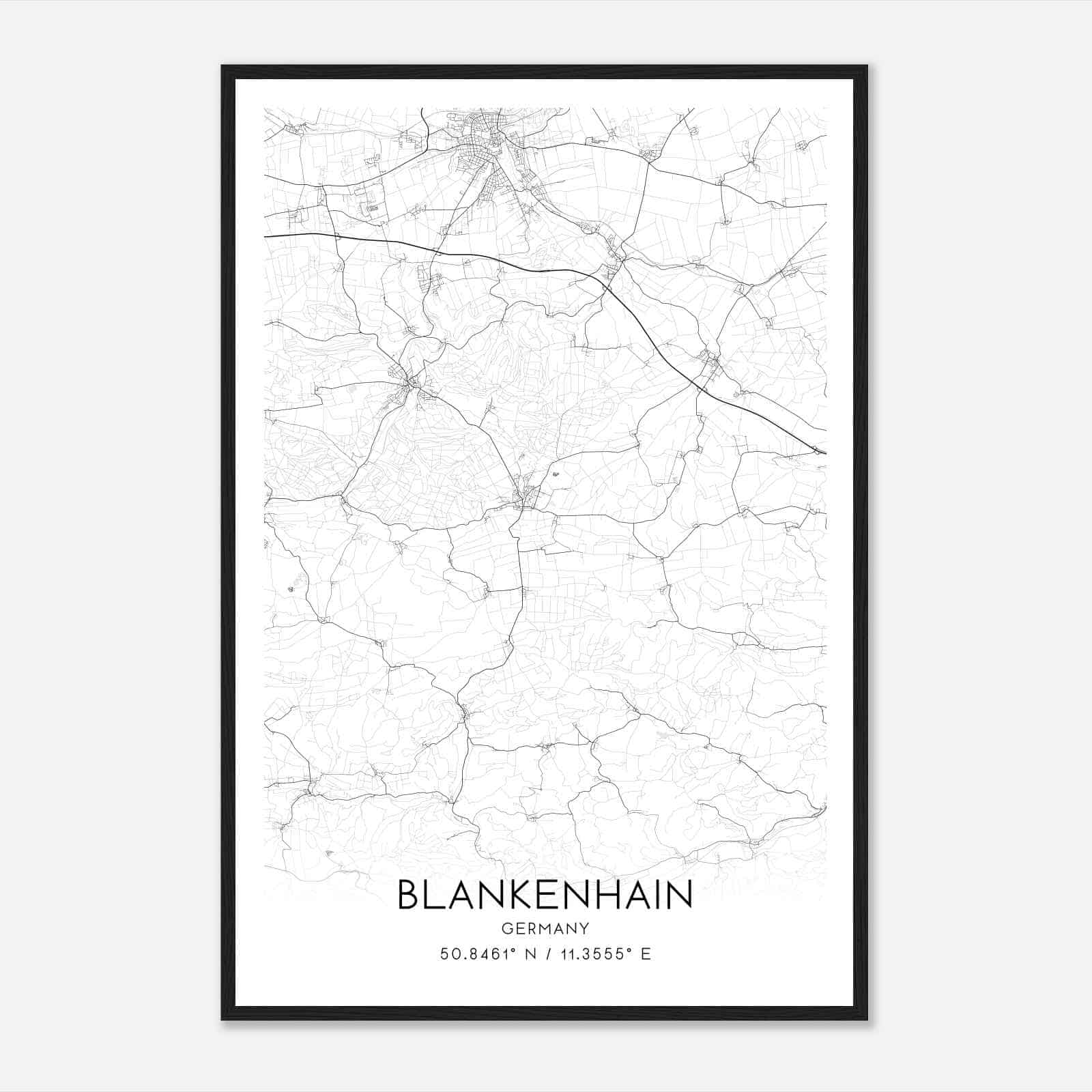 Blankenhain Germany Map Poster, Modern Home Decor Wall Art Print