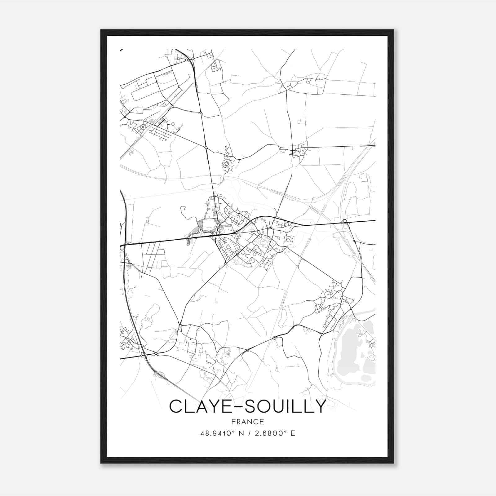Claye-Souilly France Map Poster, Modern Home Decor Wall Art Print Claye-Souilly France Map Poster, Modern Home Decor Wall Art Print