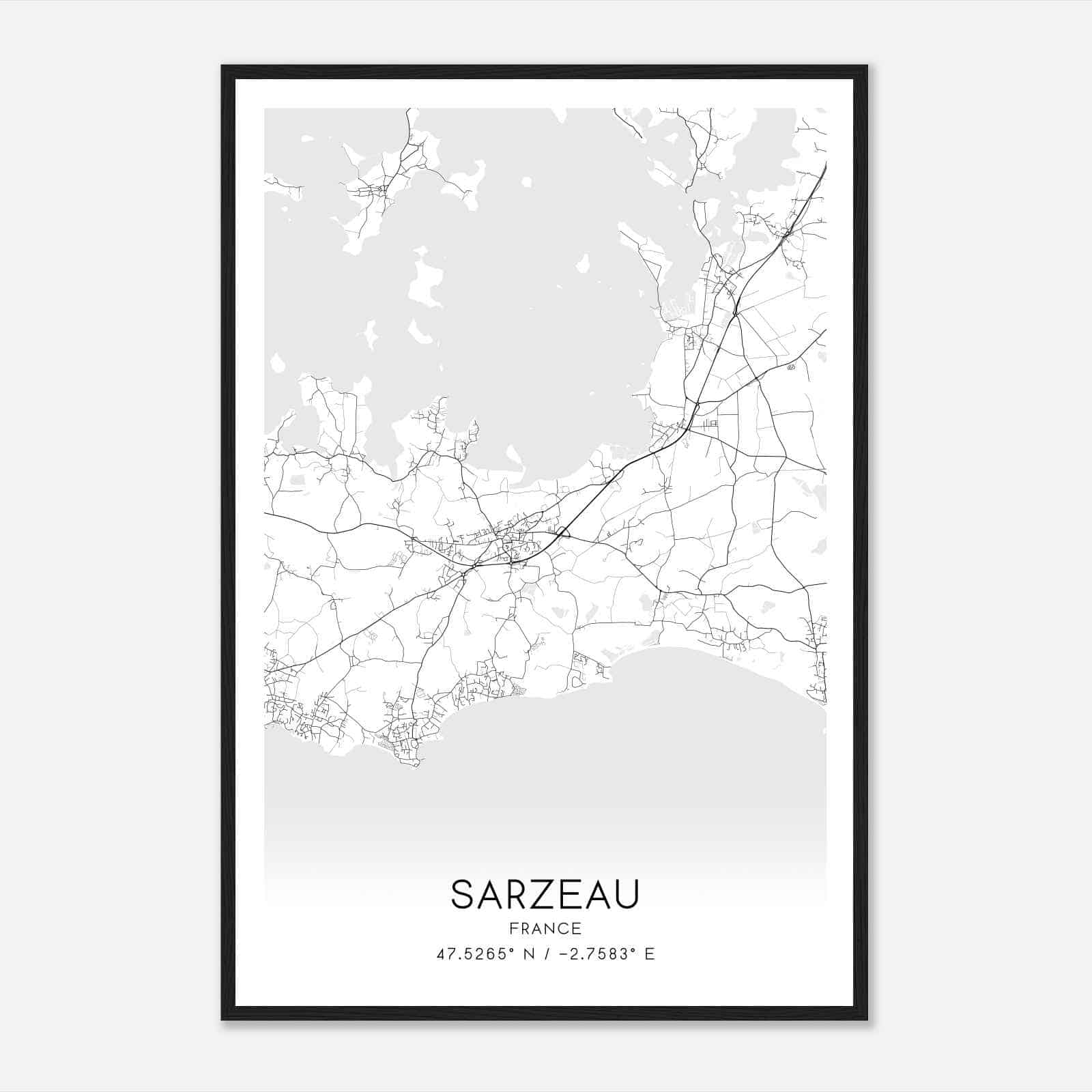 Sarzeau France Map Poster, Modern Home Decor Wall Art Print