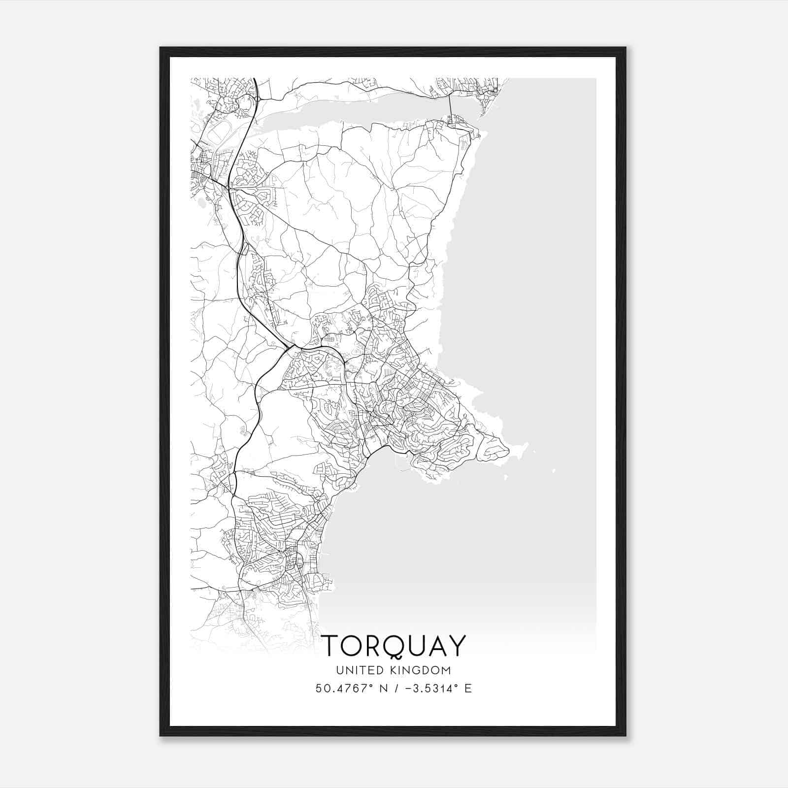 Torquay United Kingdom Map Poster, Modern Home Decor Wall Art Print
