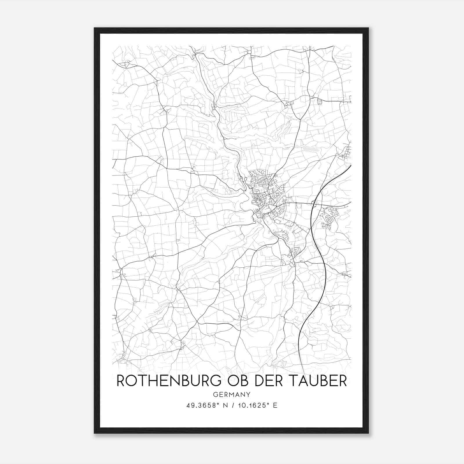 Rothenburg ob der Tauber Germany Map Poster, Modern Home Decor Wall Art Print
