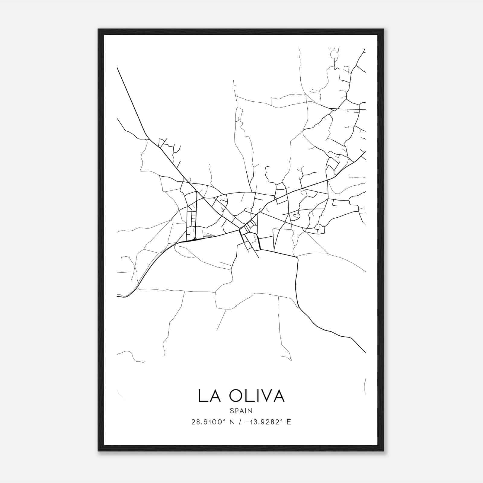 La Oliva Spain Map Poster, Modern Home Decor Wall Art Print