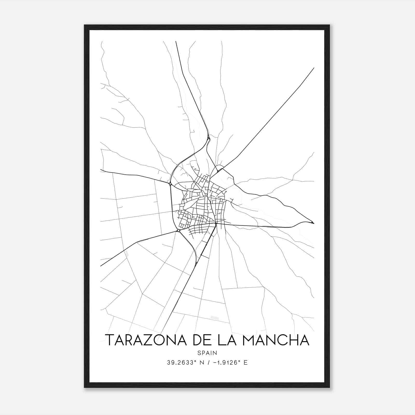 Tarazona de la Mancha Spain Map Poster, Modern Home Decor Wall Art Print
