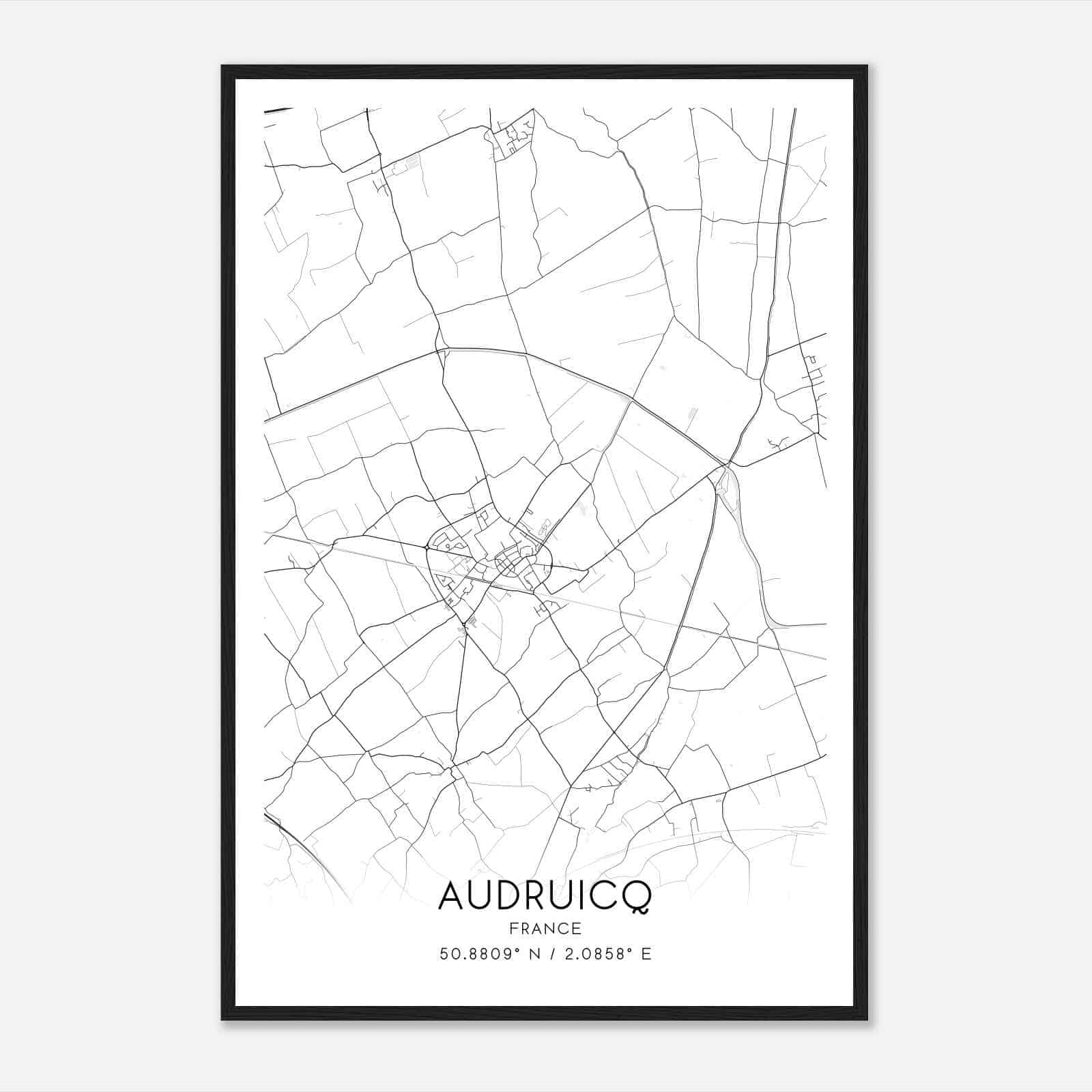 Audruicq France Map Poster, Modern Home Decor Wall Art Print