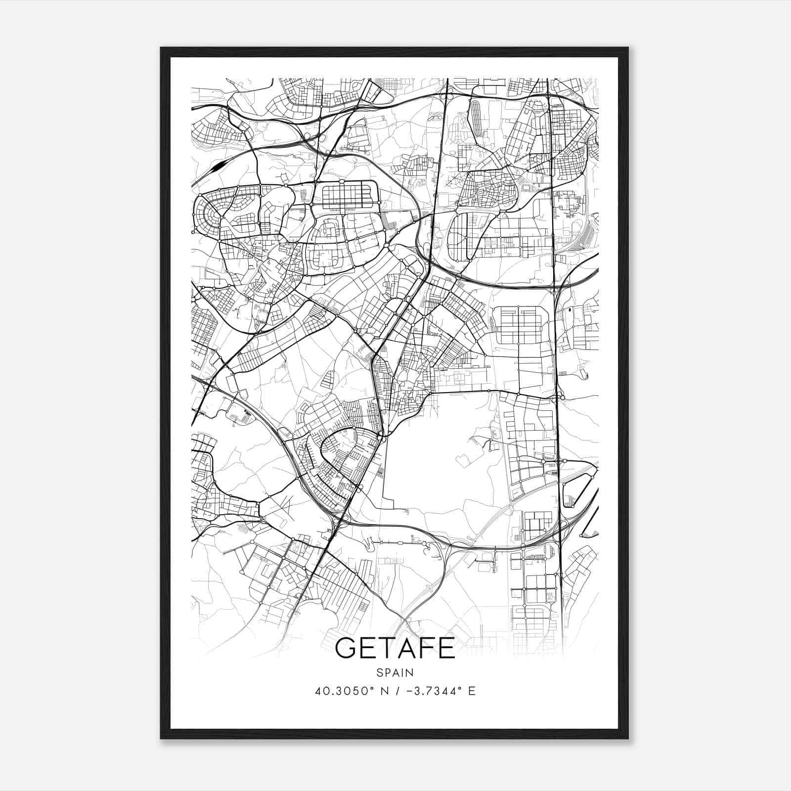 Getafe Spain Map Poster, Modern Home Decor Wall Art Print