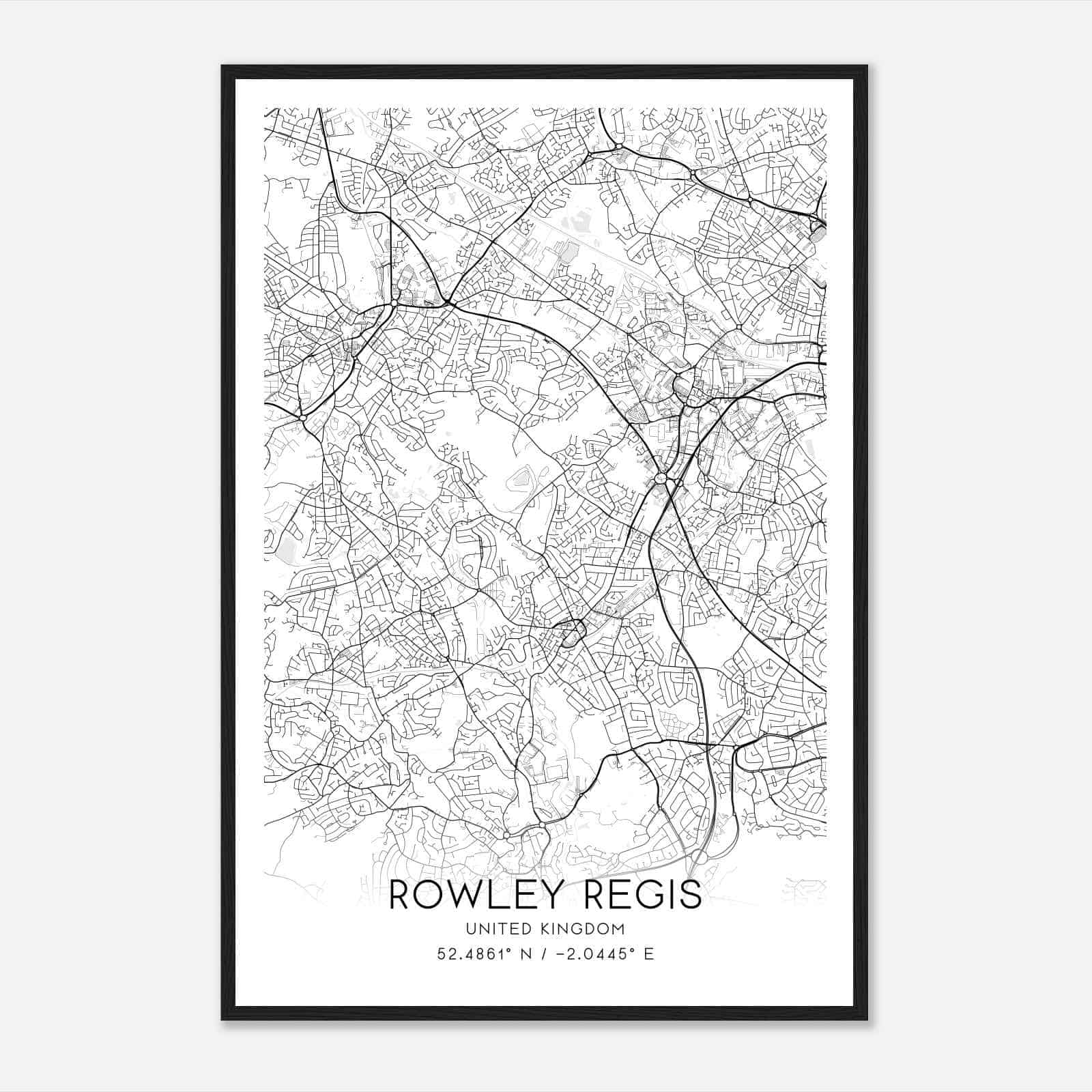 Rowley Regis United Kingdom Map Poster, Modern Home Decor Wall Art Print