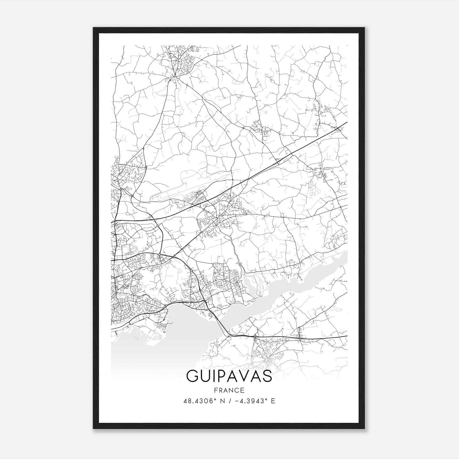 Guipavas France Map Poster, Modern Home Decor Wall Art Print