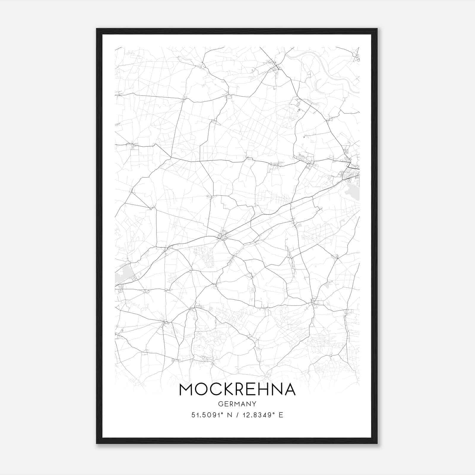 Mockrehna Germany Map Poster, Modern Home Decor Wall Art Print