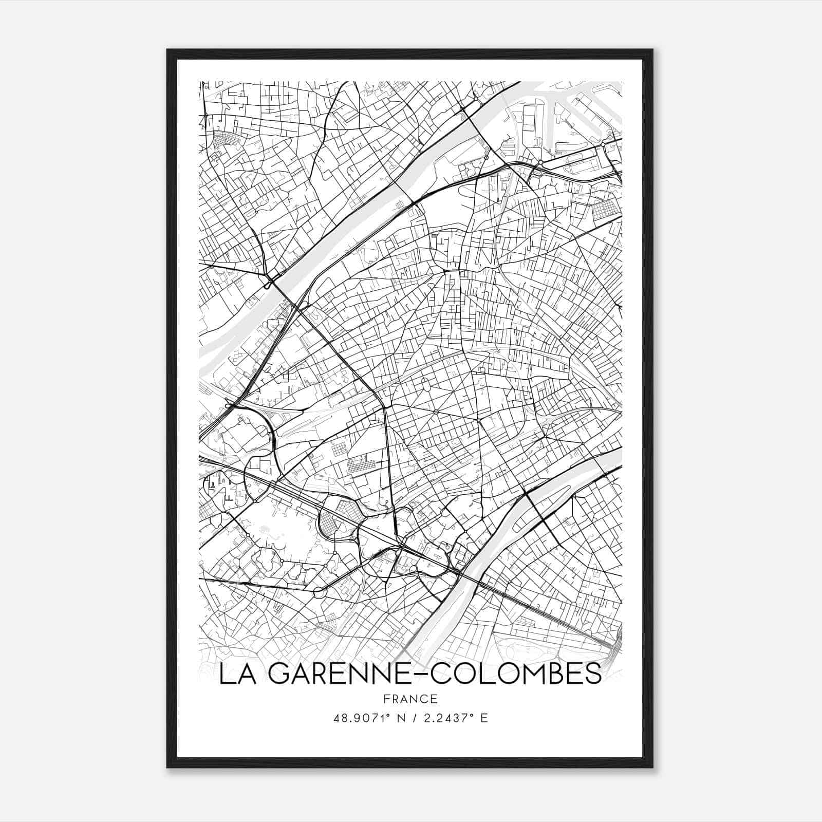 La Garenne-Colombes France Map Poster, Modern Home Decor Wall Art Print