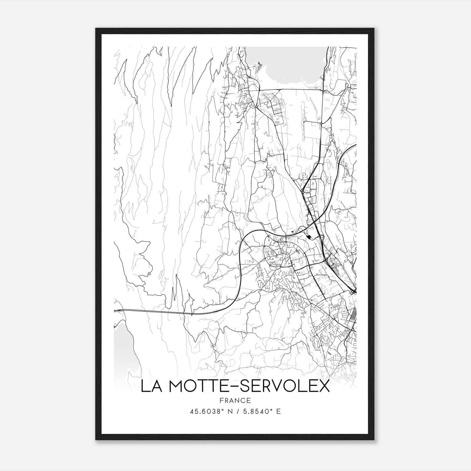 La Motte-Servolex France Map Poster, Modern Home Decor Wall Art Print
