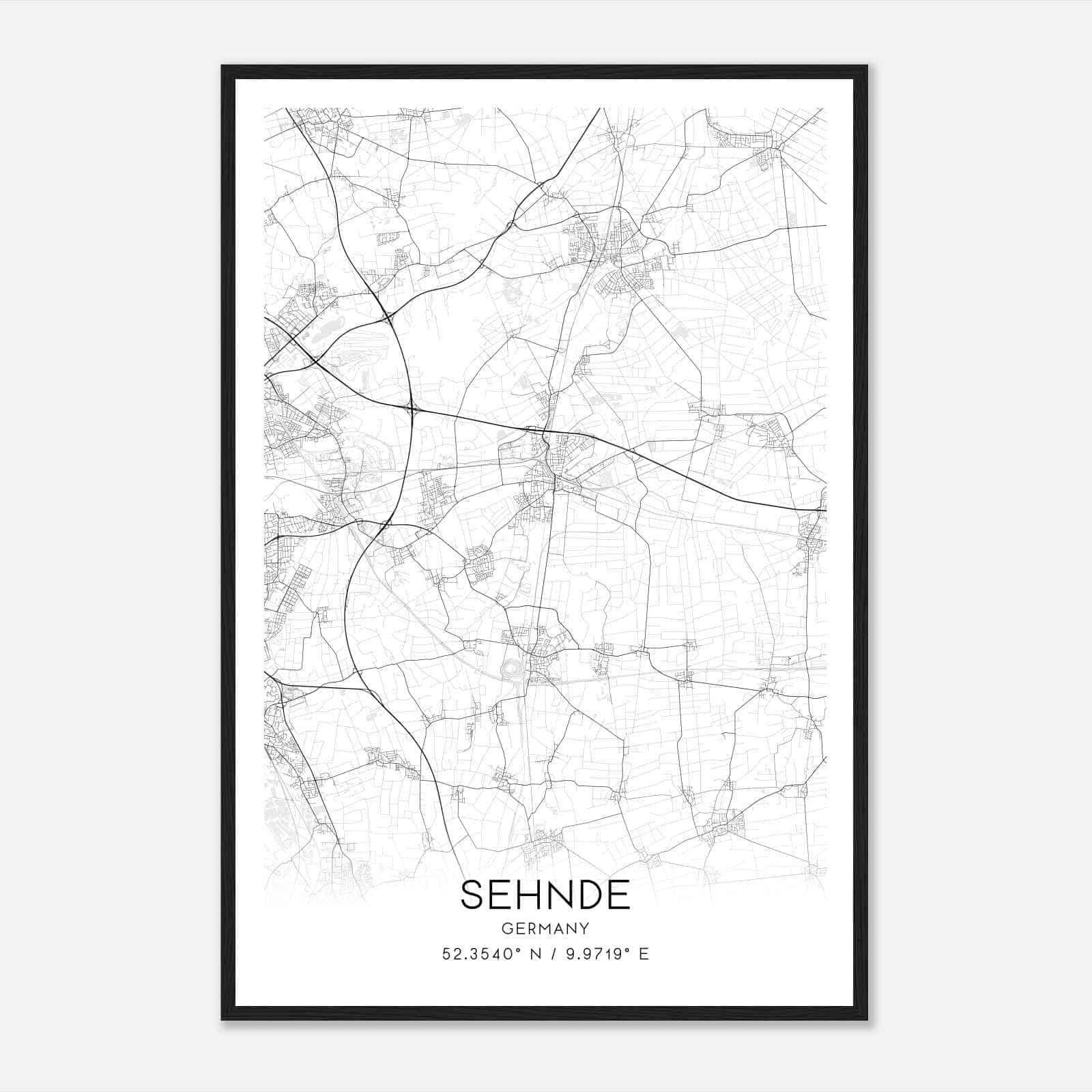 Sehnde Germany Map Poster, Modern Home Decor Wall Art Print