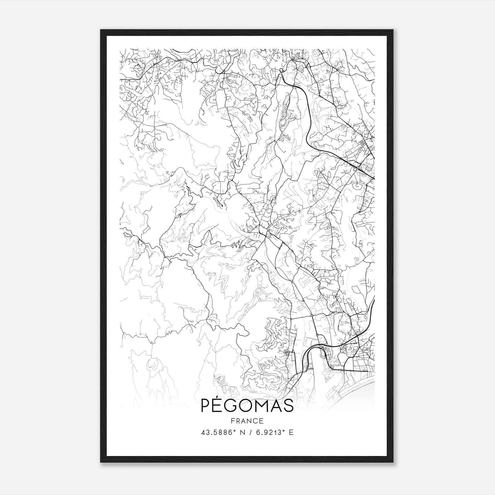 Pegomas France Map Poster, Modern Home Decor Wall Art Print